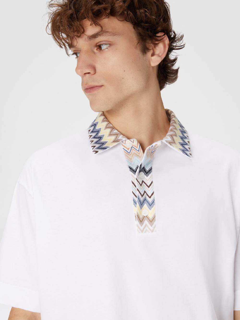 Missoni Polo in jersey di cotone con inserti in maglia chevron Sconto di tempo limitato