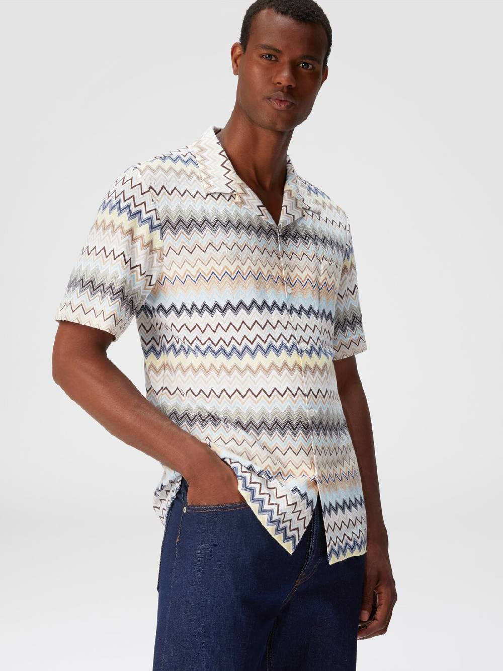 Missoni Camicia taglio bowling in cotone zig zag Negozio online di fabbrica