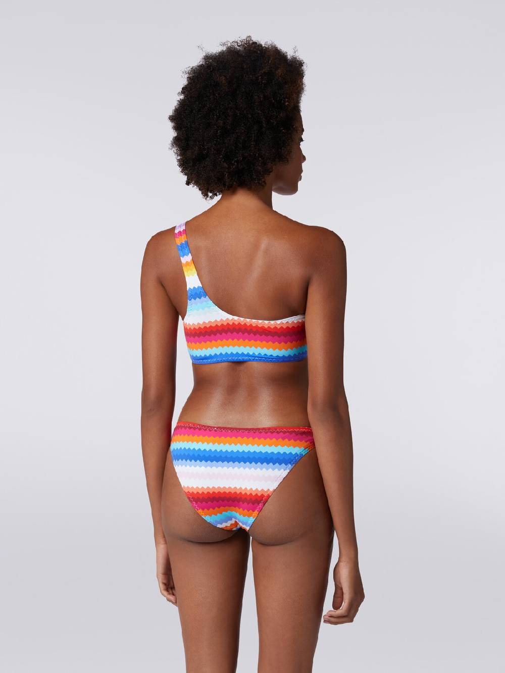Missoni Bikini monospalla in nylon stretch stampa zig zag Comprare a buon mercato