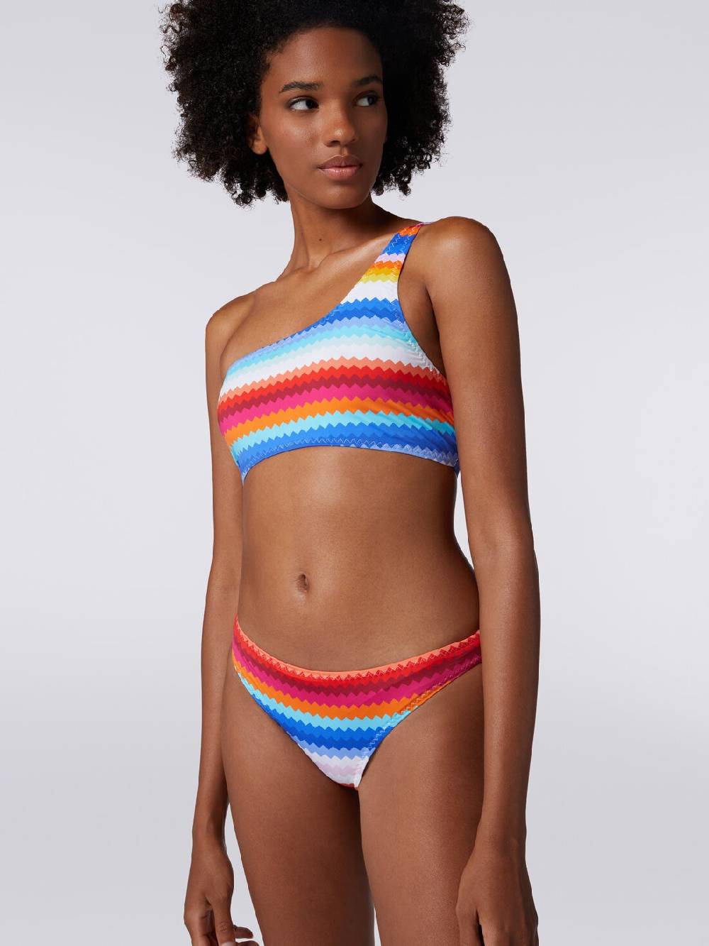 Missoni Bikini monospalla in nylon stretch stampa zig zag Comprare a buon mercato