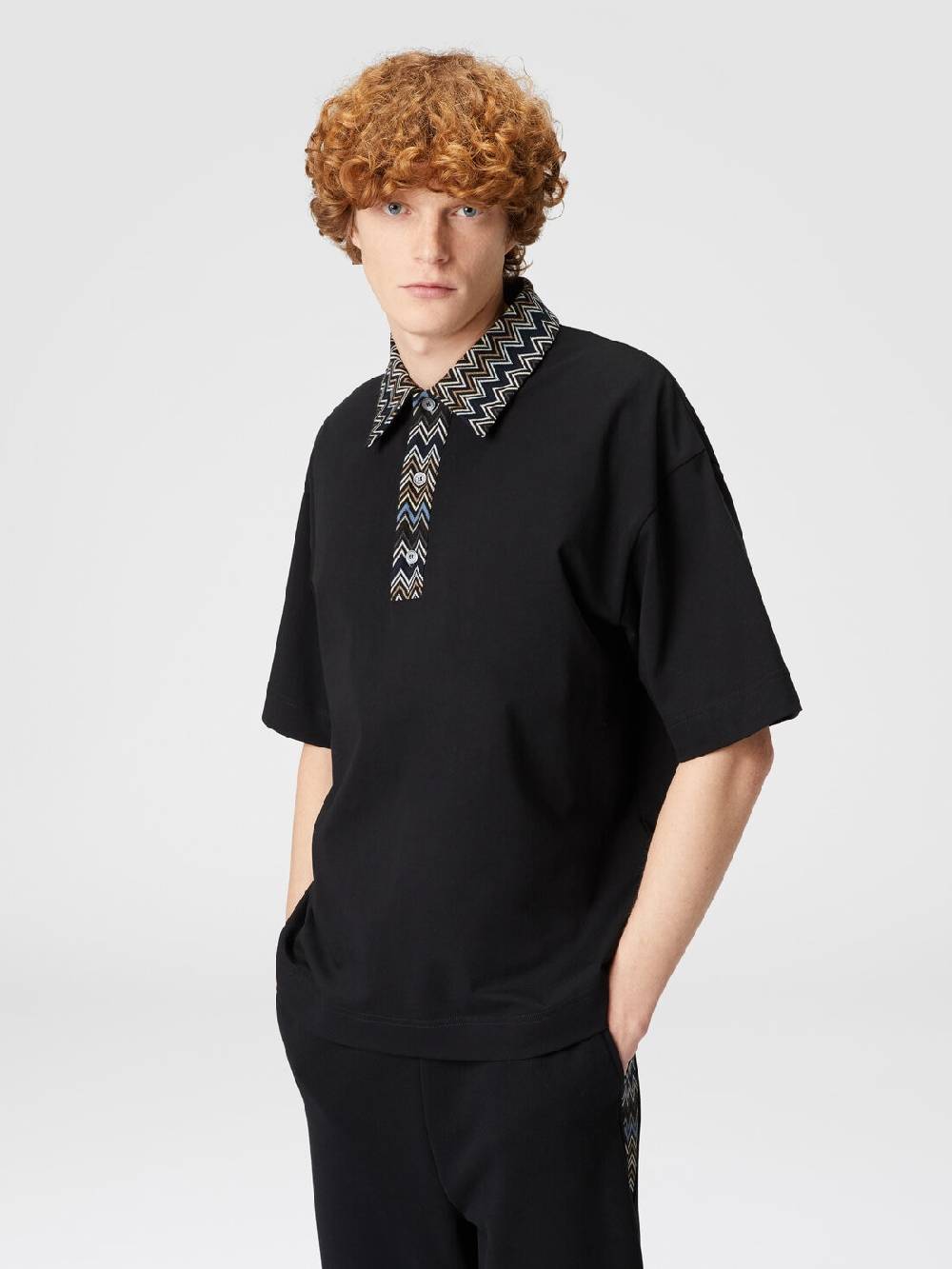Missoni Polo in jersey di cotone con inserti in maglia chevron Flash Sale