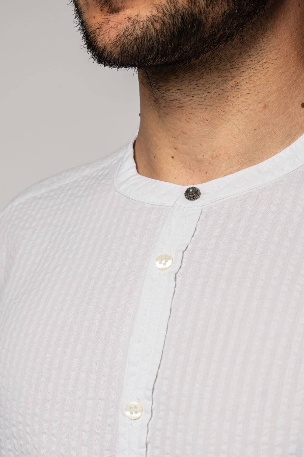 ﻿Officina 36 Camicia in seersucker rigato bianco Online