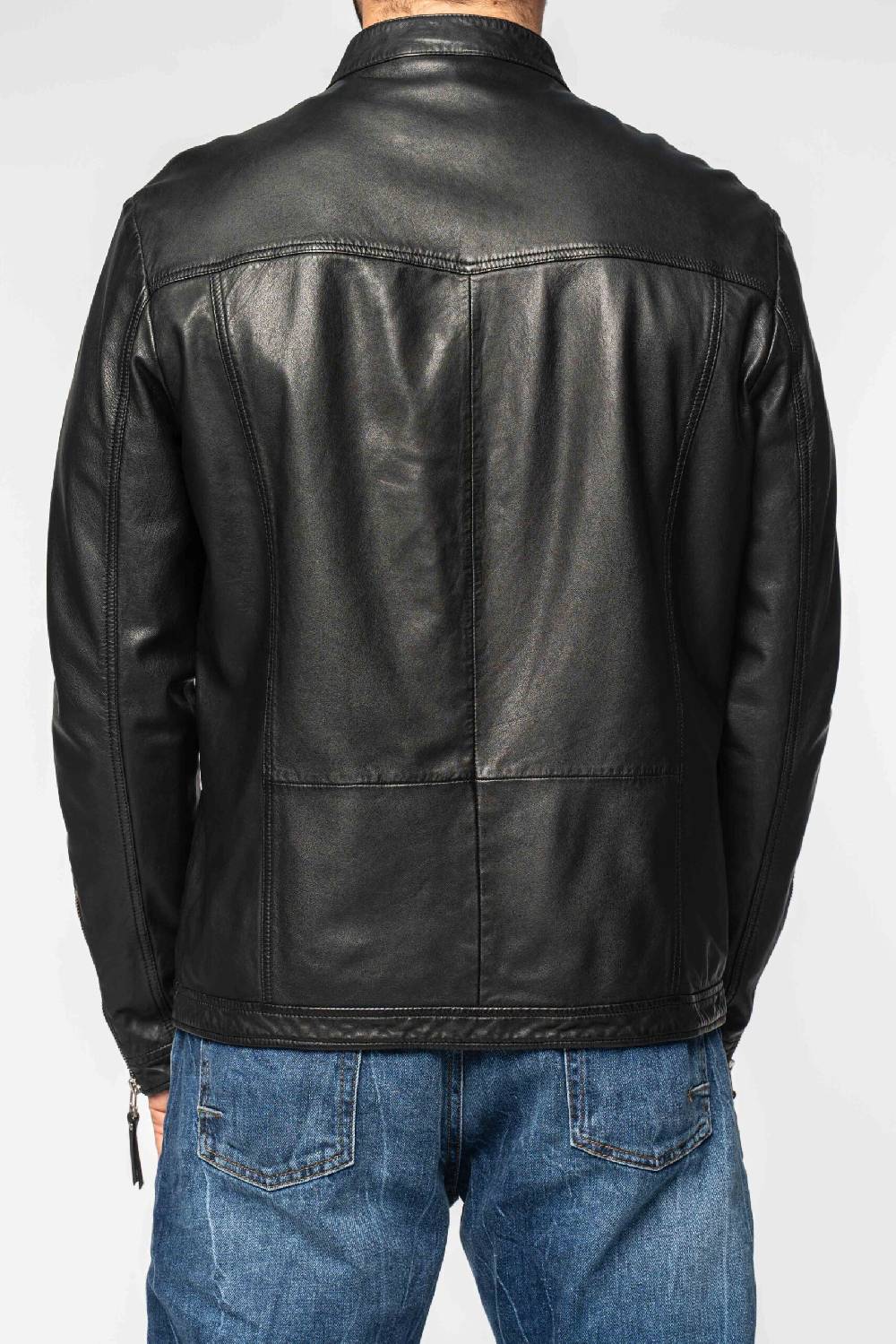 Officina 36 Biker nero in nappa lavata In Vendita