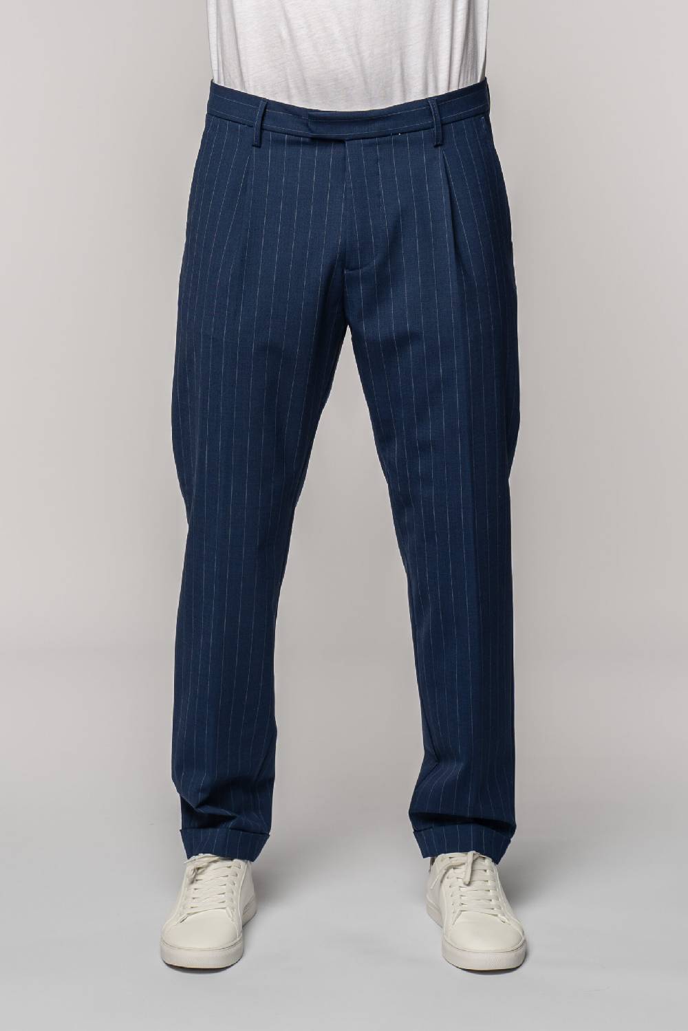 Officina 36 Abito in tela fresco lana gessata color denim Hotsell