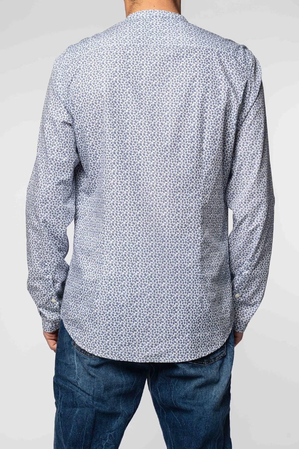 Officina 36 Camicia in cotone stampato blu denim Vendita Economica