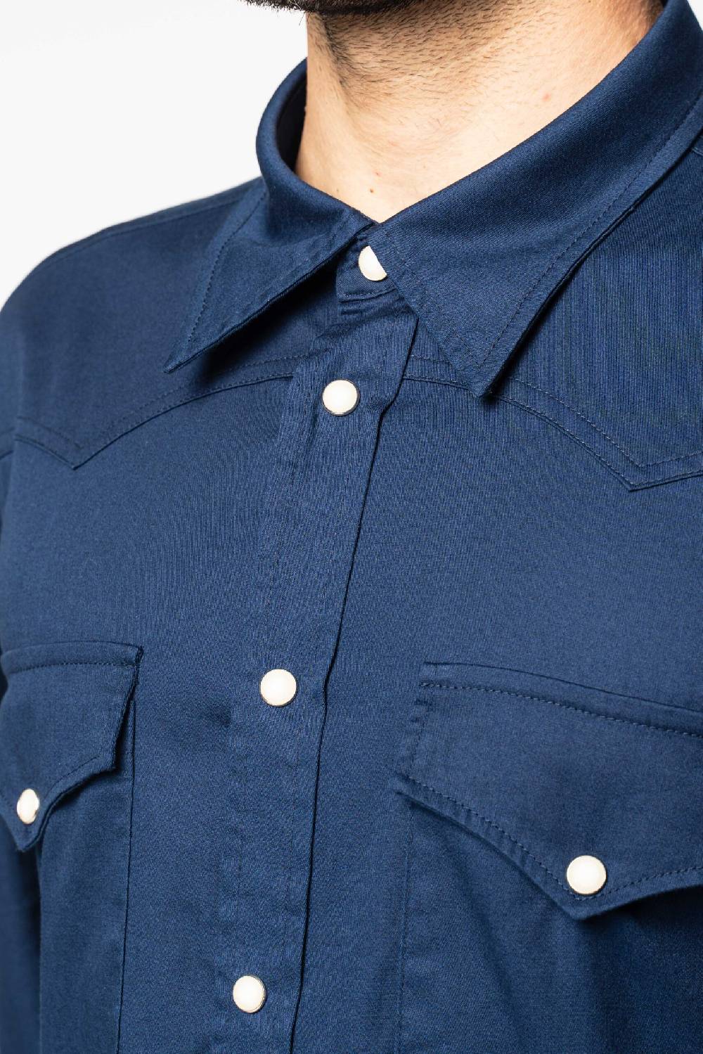 Officina 36 Camicia in gabardina color denim Vendite Flash