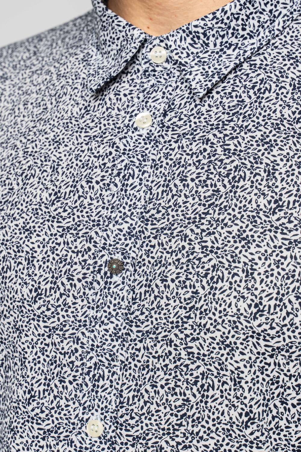 Officina 36 Camicia in popeline stampato blu Italia