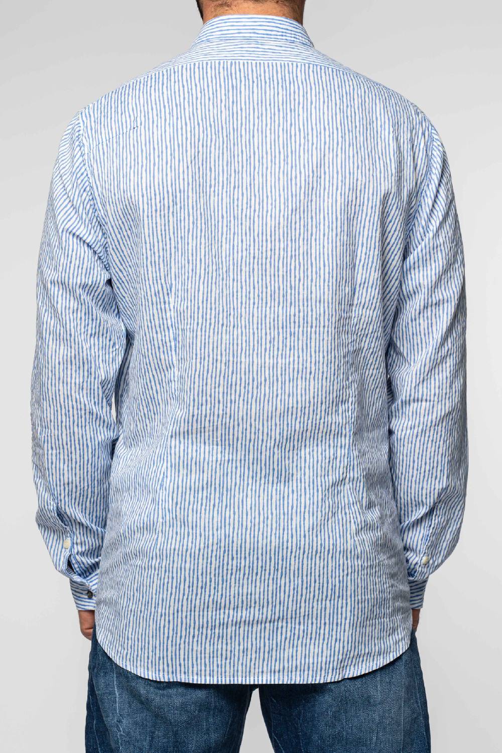 Officina 36 Camicia in popeline stampato color denim Fino Al -60%