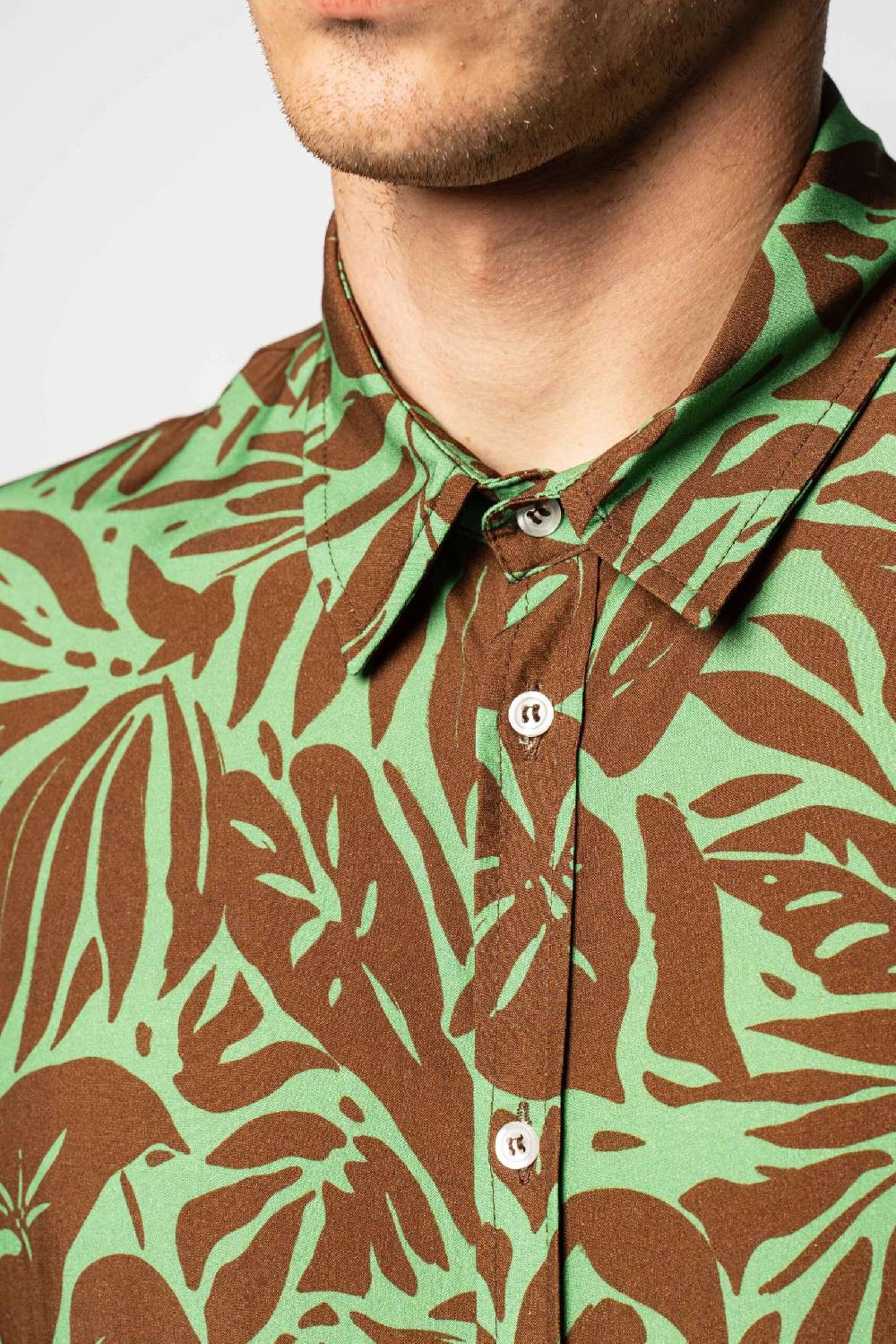 Officina 36 Camicia in viscosa stampata verde Soddisfazione Garantita