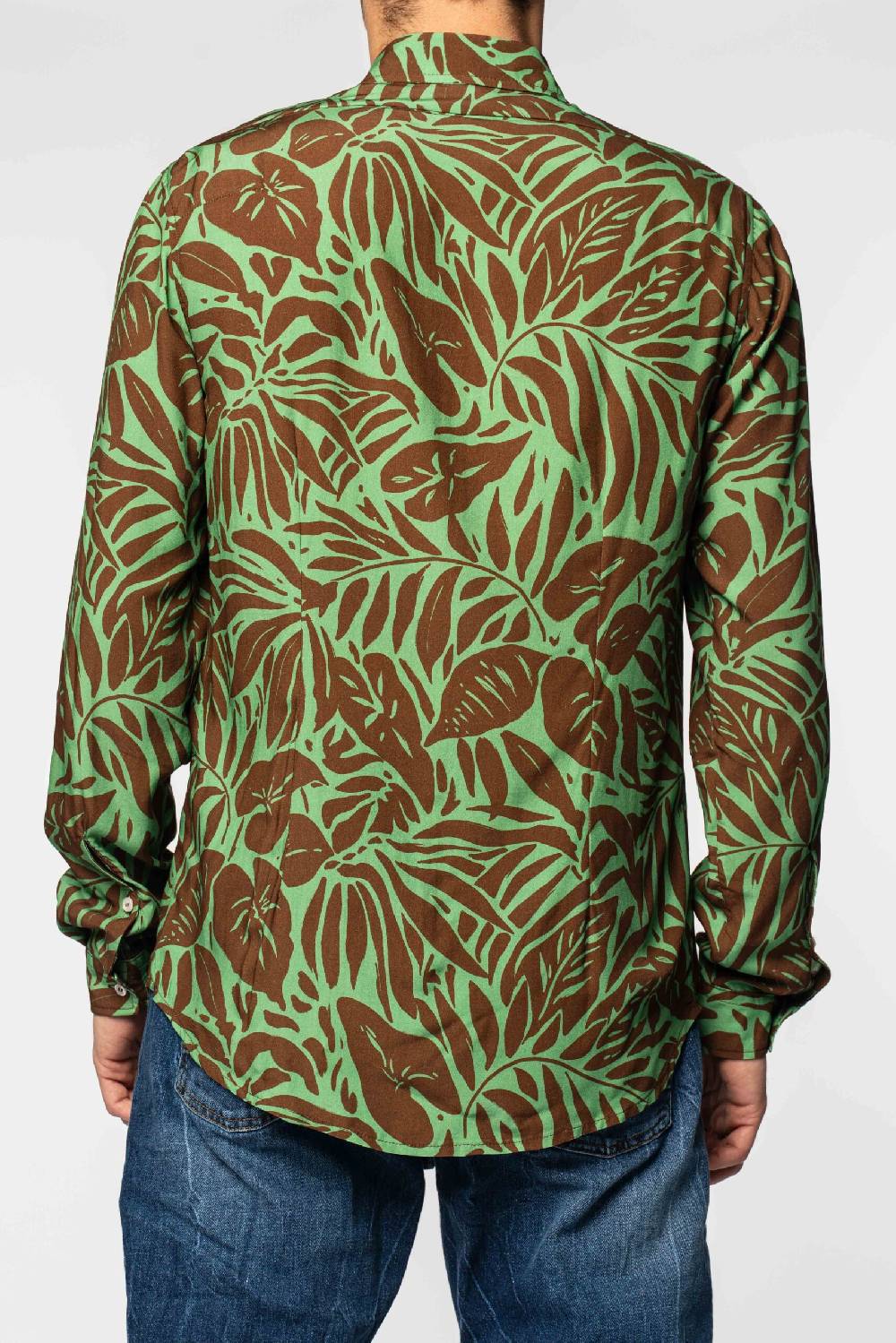 Officina 36 Camicia in viscosa stampata verde Soddisfazione Garantita