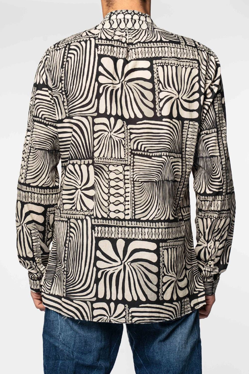 Officina 36 Camicia nera in mussola stampata Negozi Online