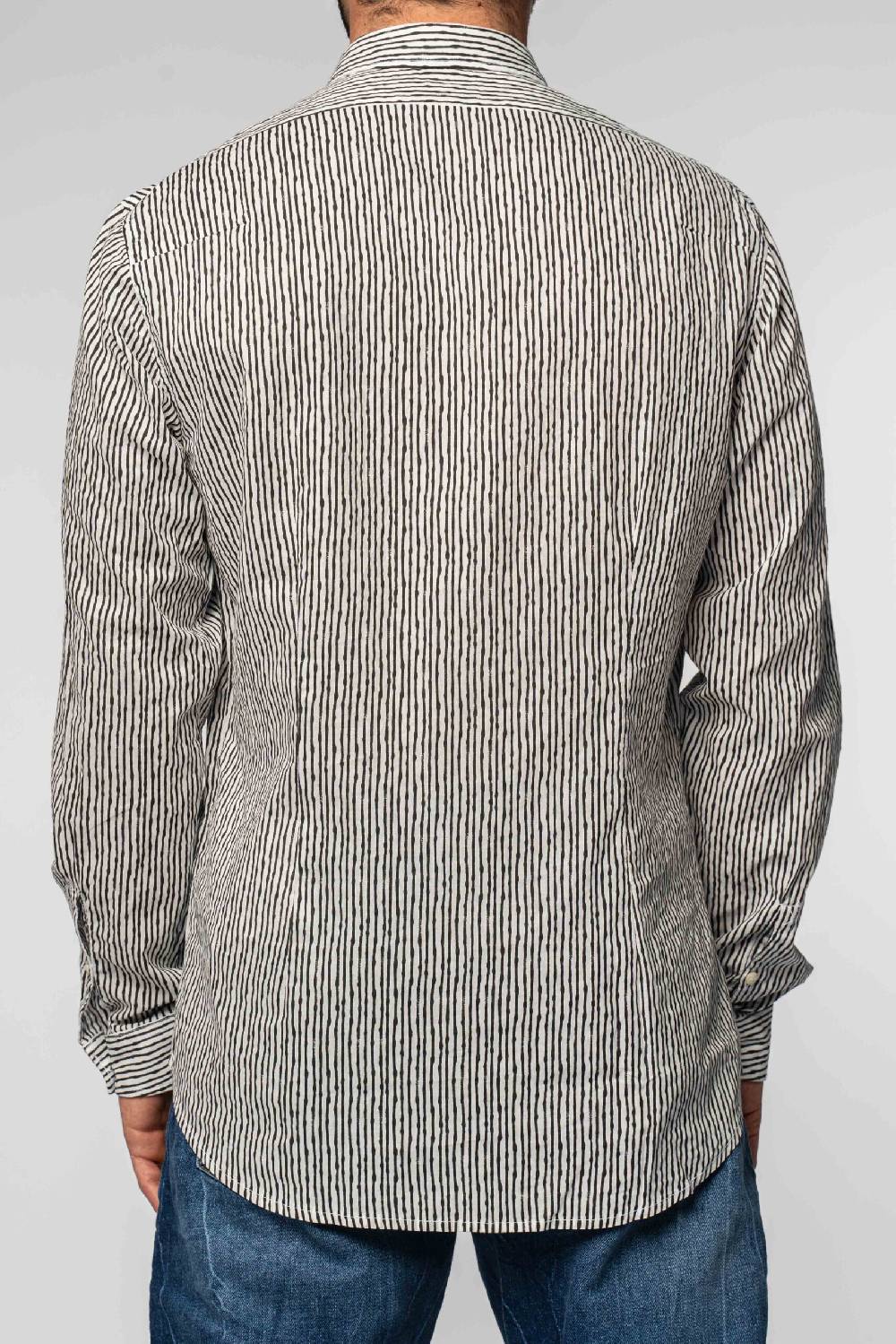Officina 36 Camicia nera in popeline stampato Online