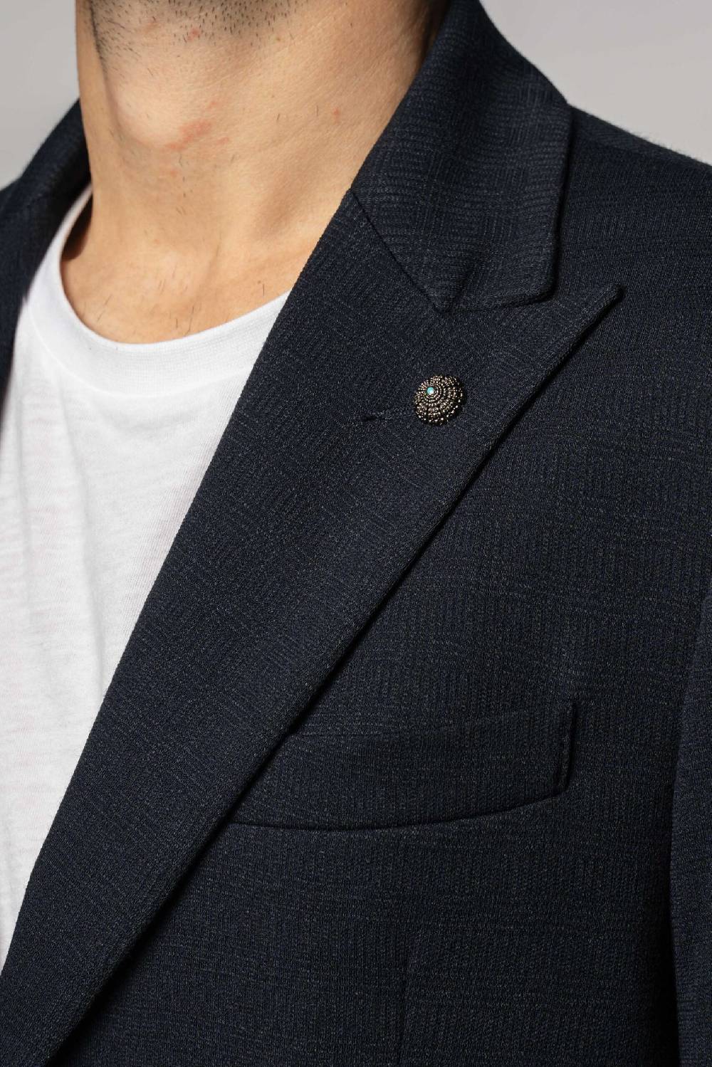 Officina 36 Giacca blu in jacquard in maglia Sottocosto
