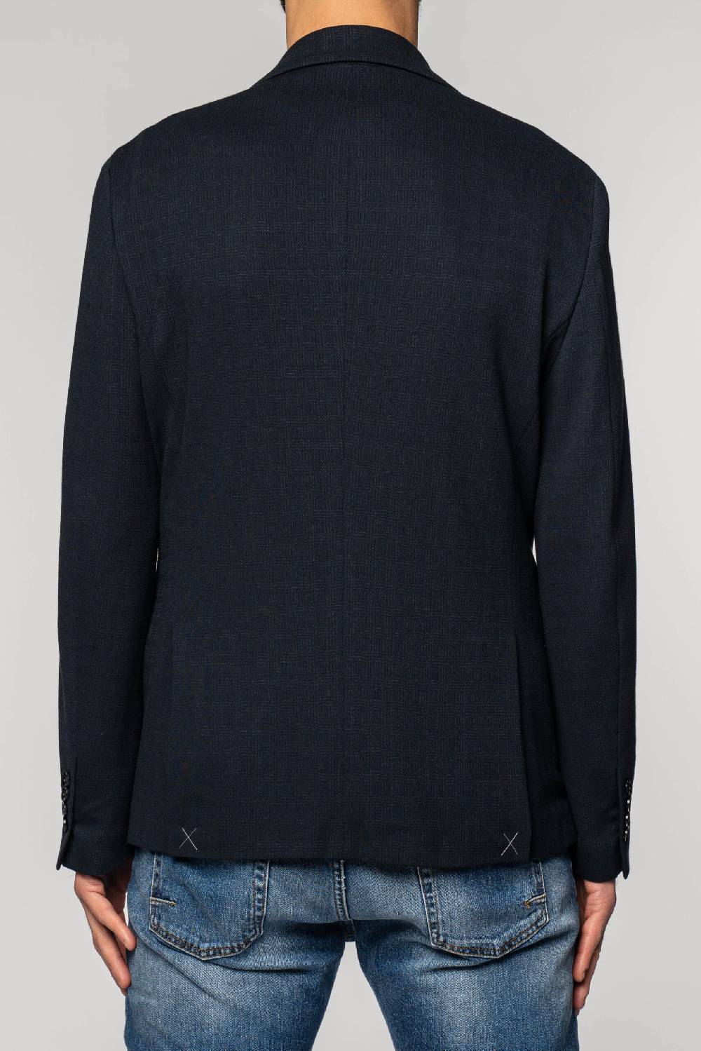 Officina 36 Giacca blu in jacquard in maglia Sottocosto
