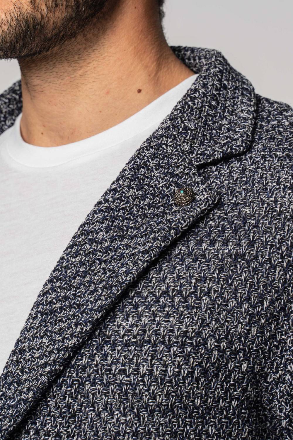 Officina 36 Giacca in filato misto cotone blu Presa
