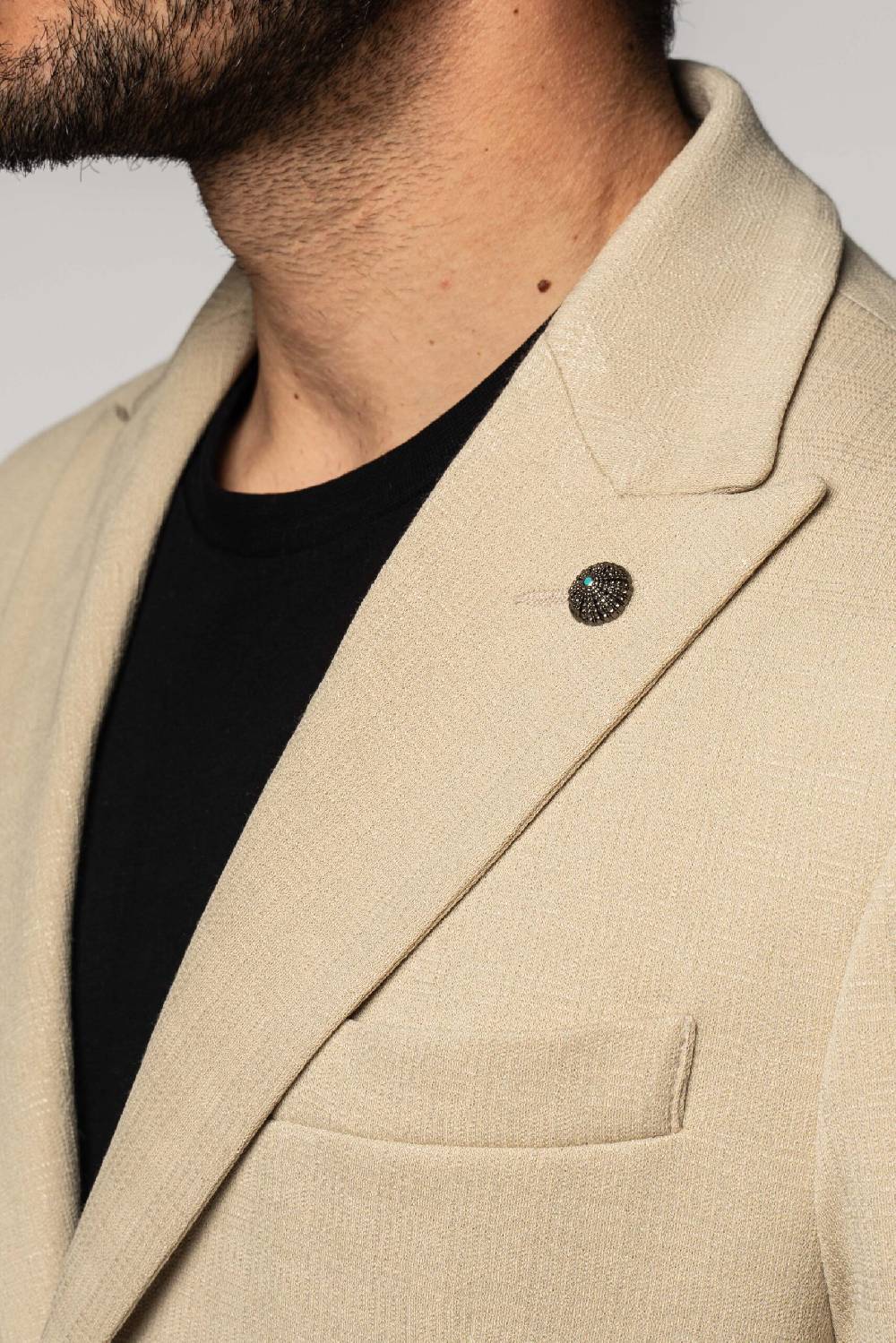 Officina 36 Giacca in jacquard in maglia color sabbia Online