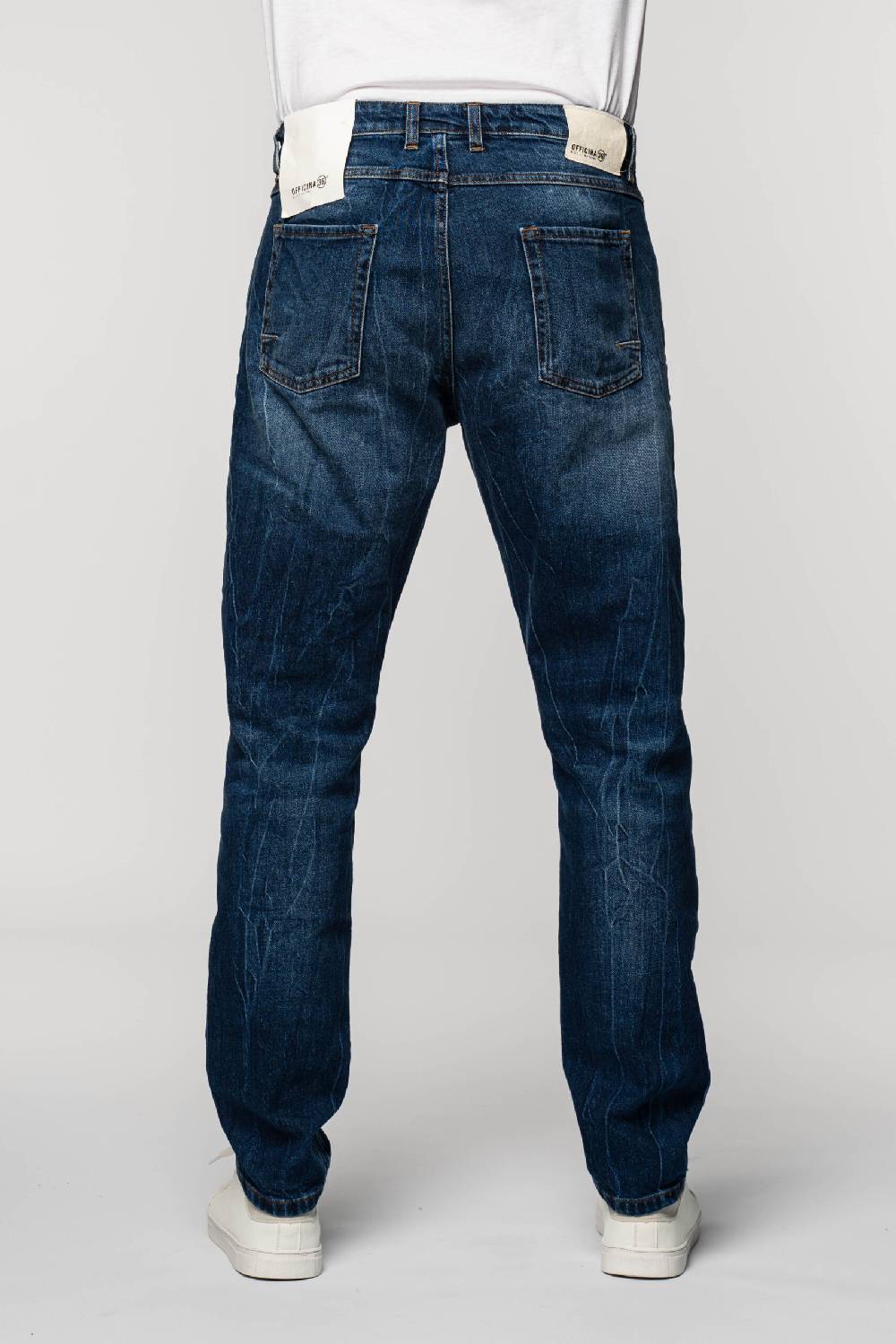 Officina 36 Jeans in denim blu con lavaggio medio Nuova