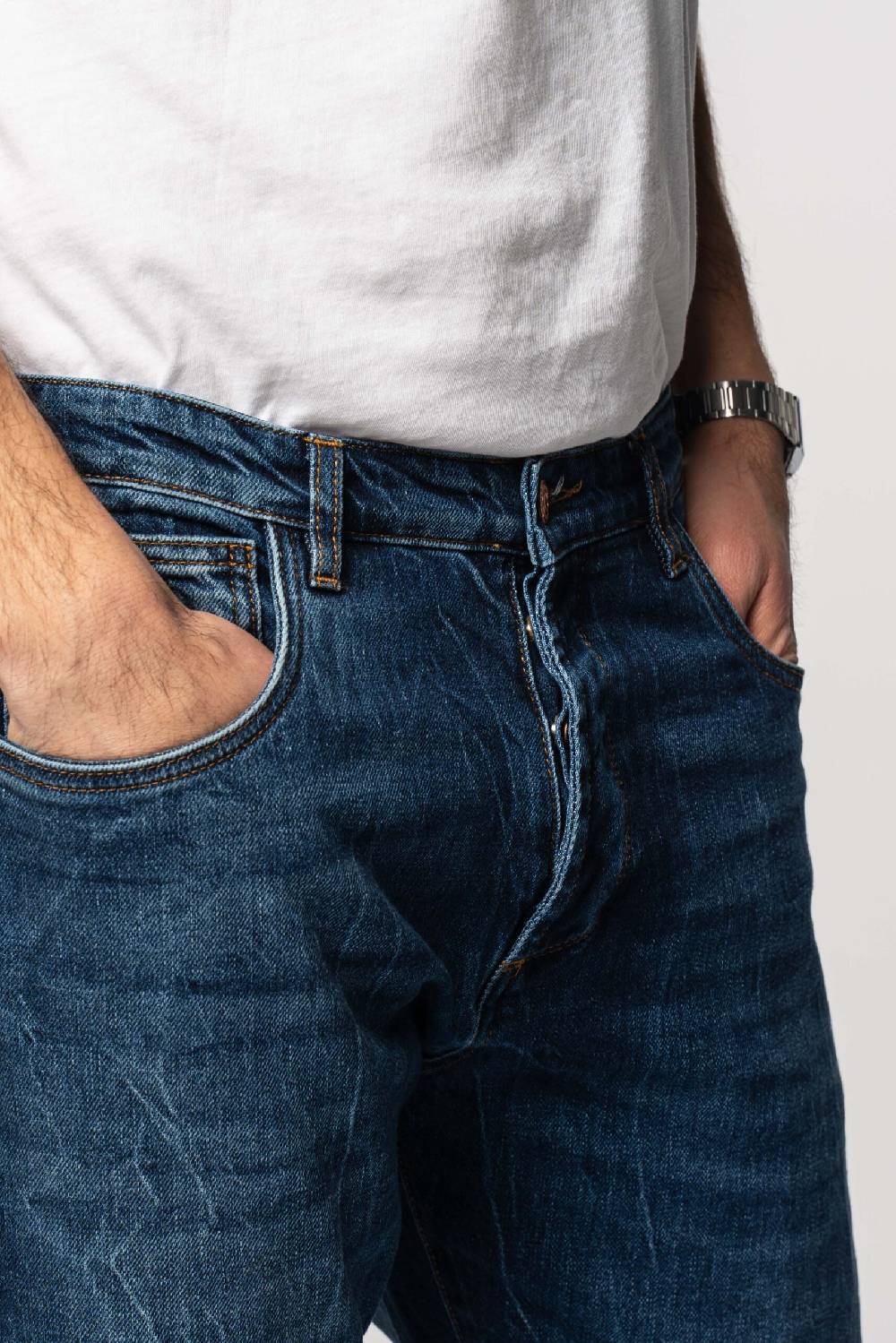 Officina 36 Jeans in denim blu con lavaggio medio Nuova