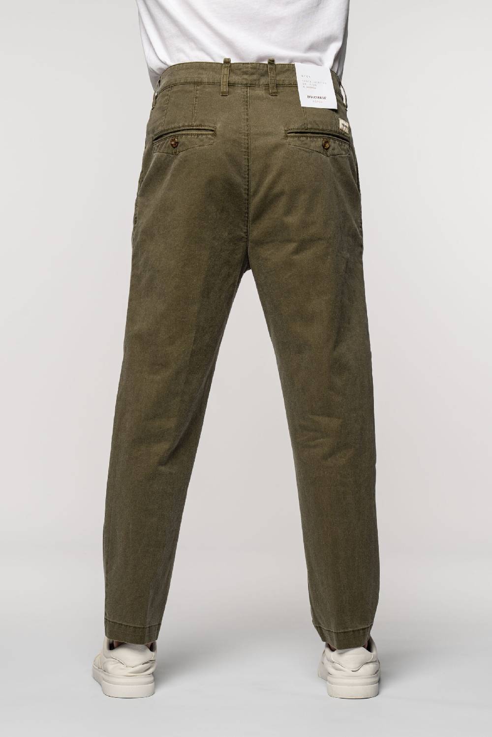 Officina 36 Pantaloni in gabardina delavè verde militare 2025