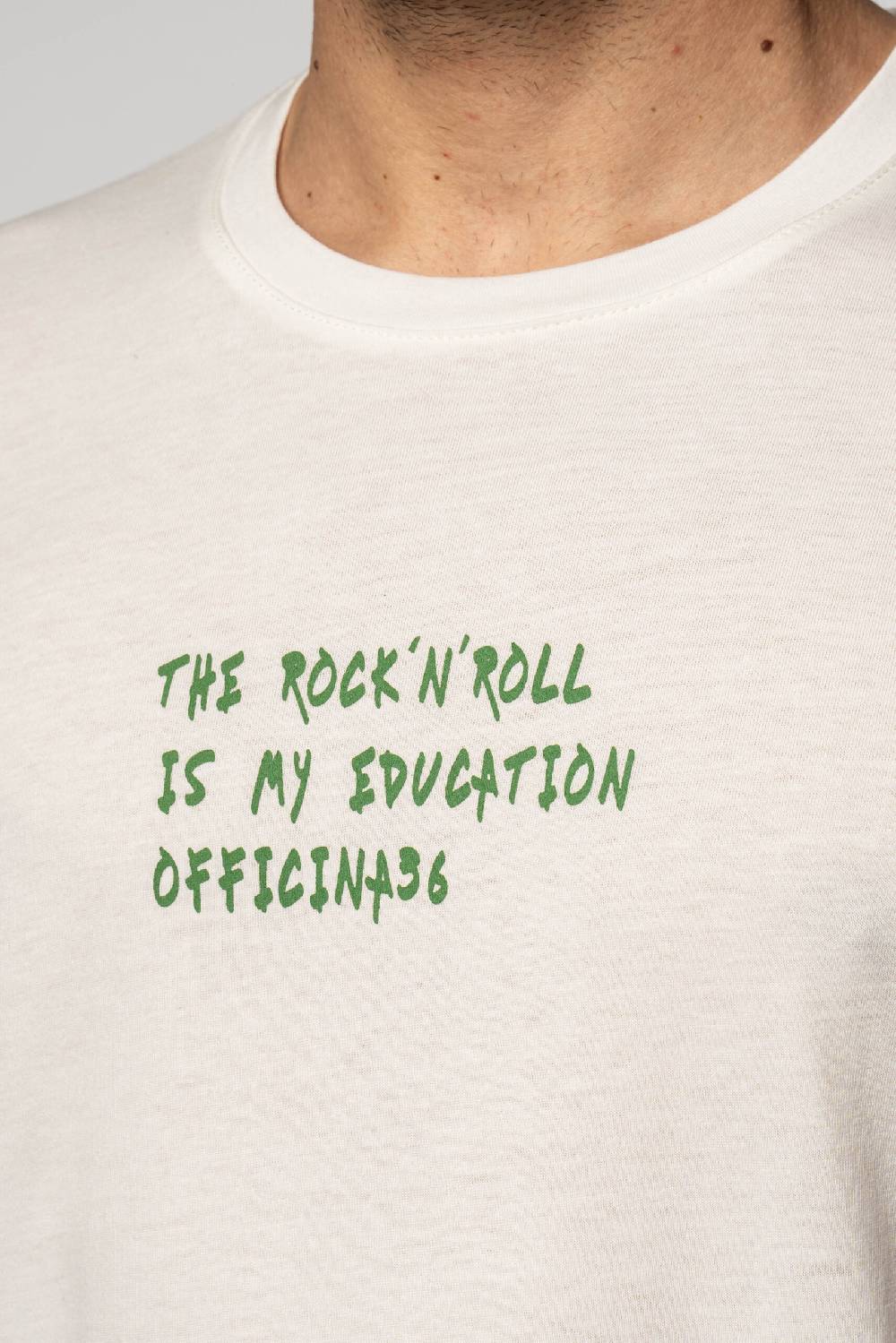 Officina 36 T-shirt in jersey con stampa color latte Pezzi Unici