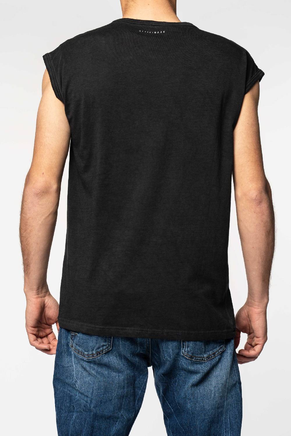 Officina 36 T-shirt smanicata in jersey color carbone Offerte esclusive