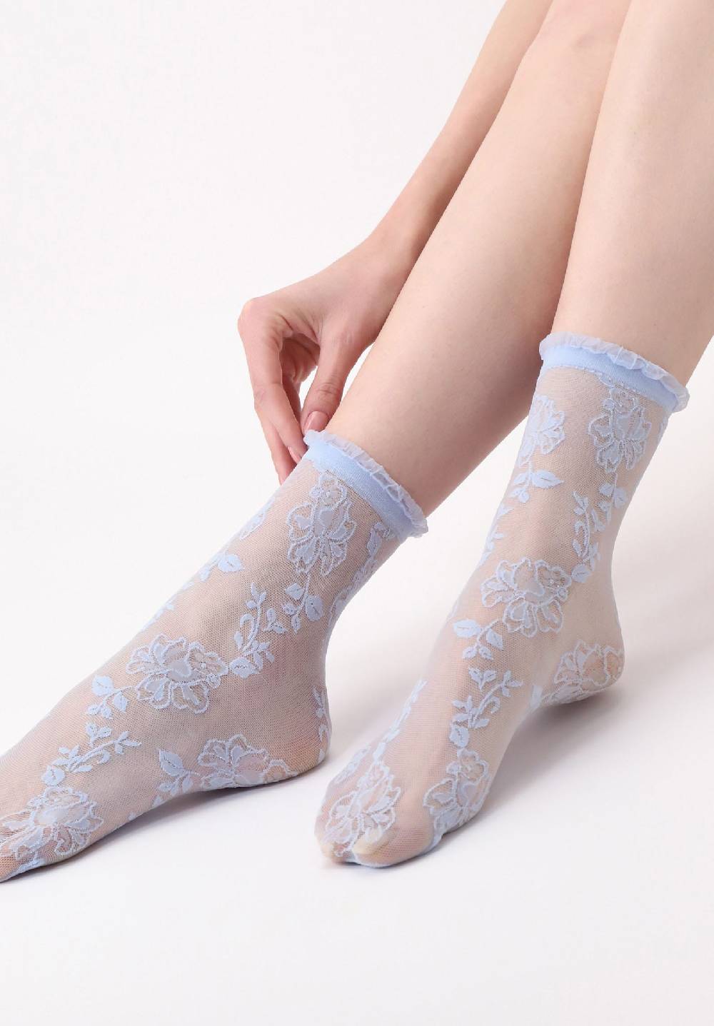 Oroblù Calzino Velato Pizzo Floreale Trim Moda