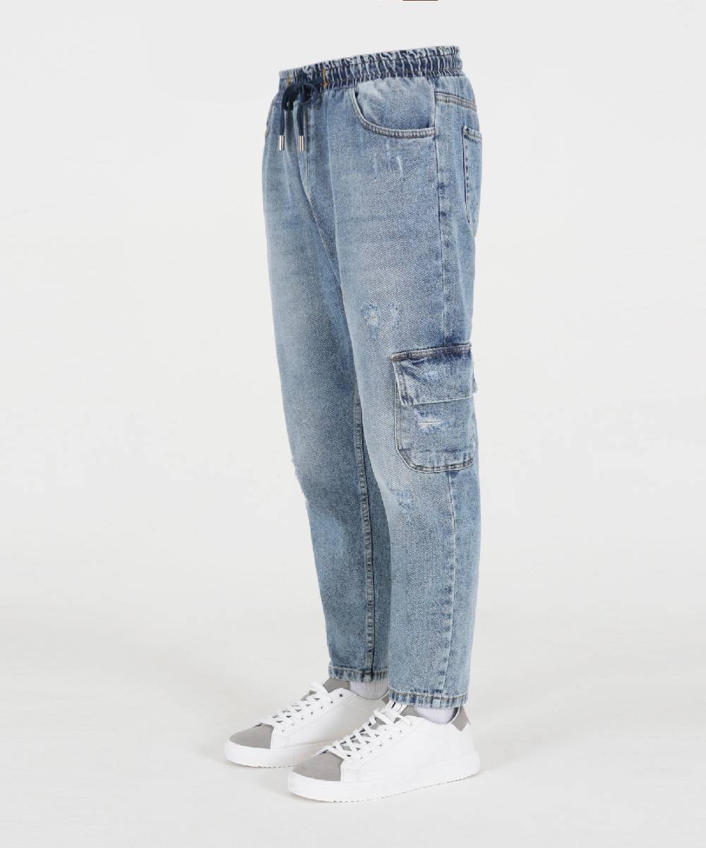 Over D PANTALACCIO DENIM RELAXED FIT MODELLO CARGO In Vendita