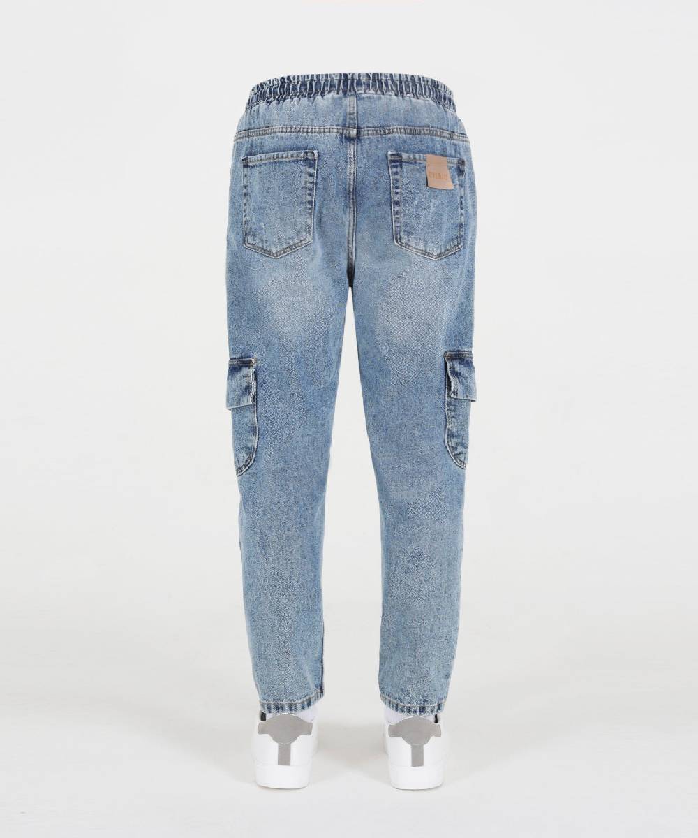 Over D PANTALACCIO DENIM RELAXED FIT MODELLO CARGO In Vendita