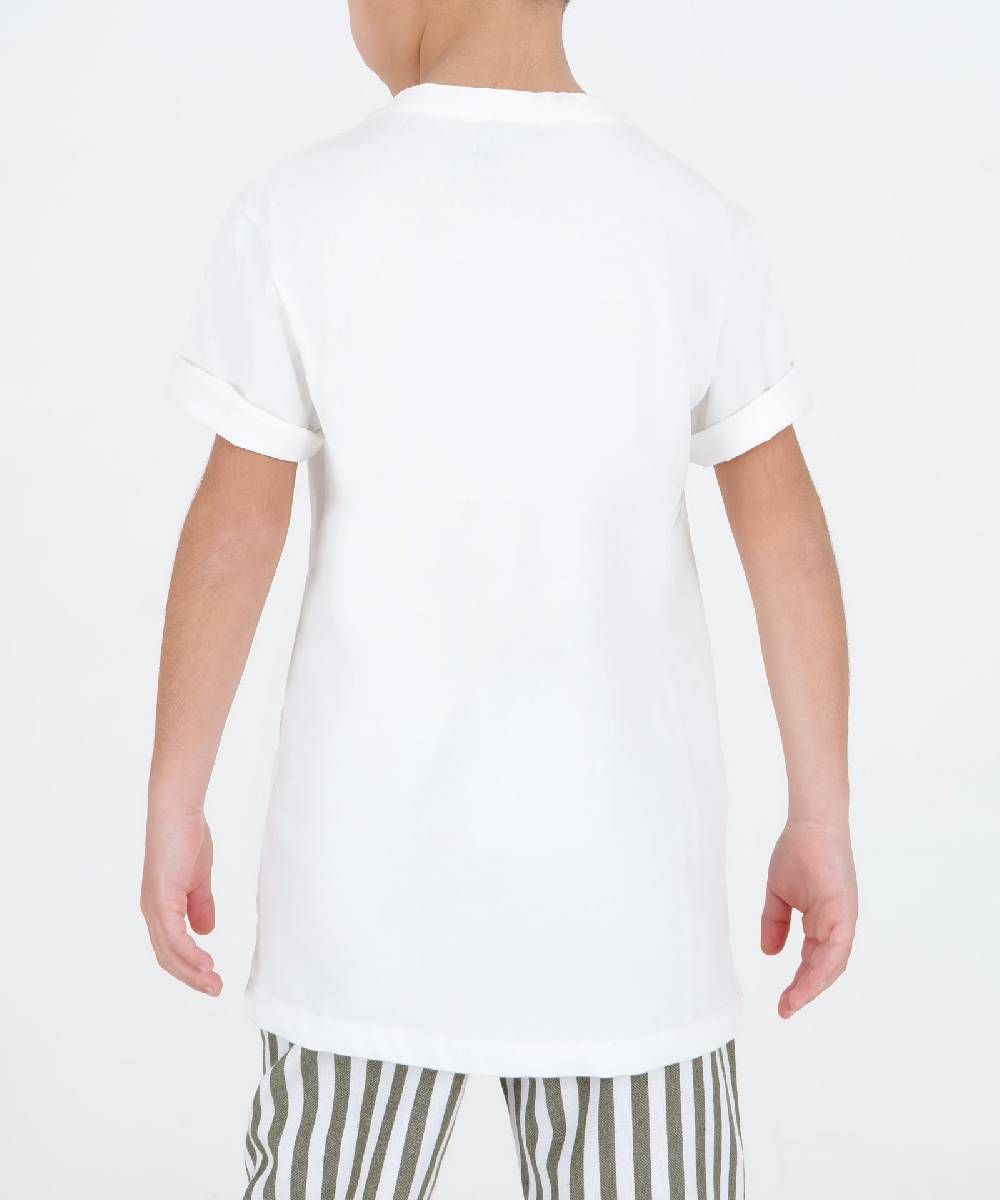 Over D T-SHIRT CON TASCHINO RIGATO E COLLO IN COSTINA Novità