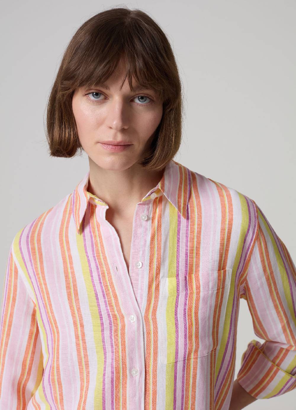 Ovs Camicia in lino e viscosa a righe multicolor Moda