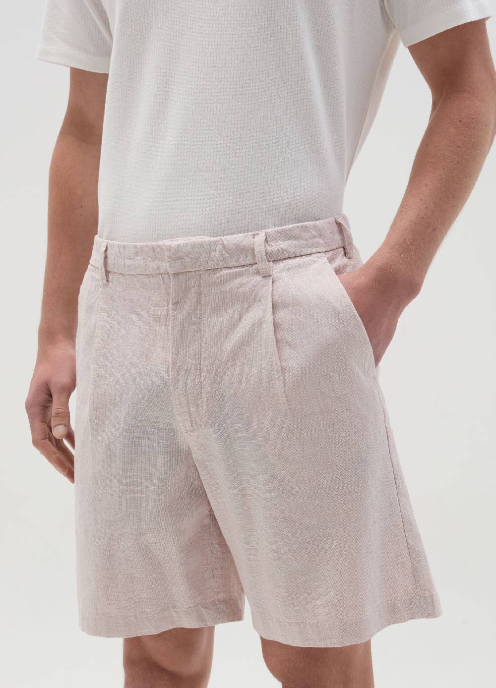 Ovs Bermuda chino in cotone e lino con pinces Fino Al -60%