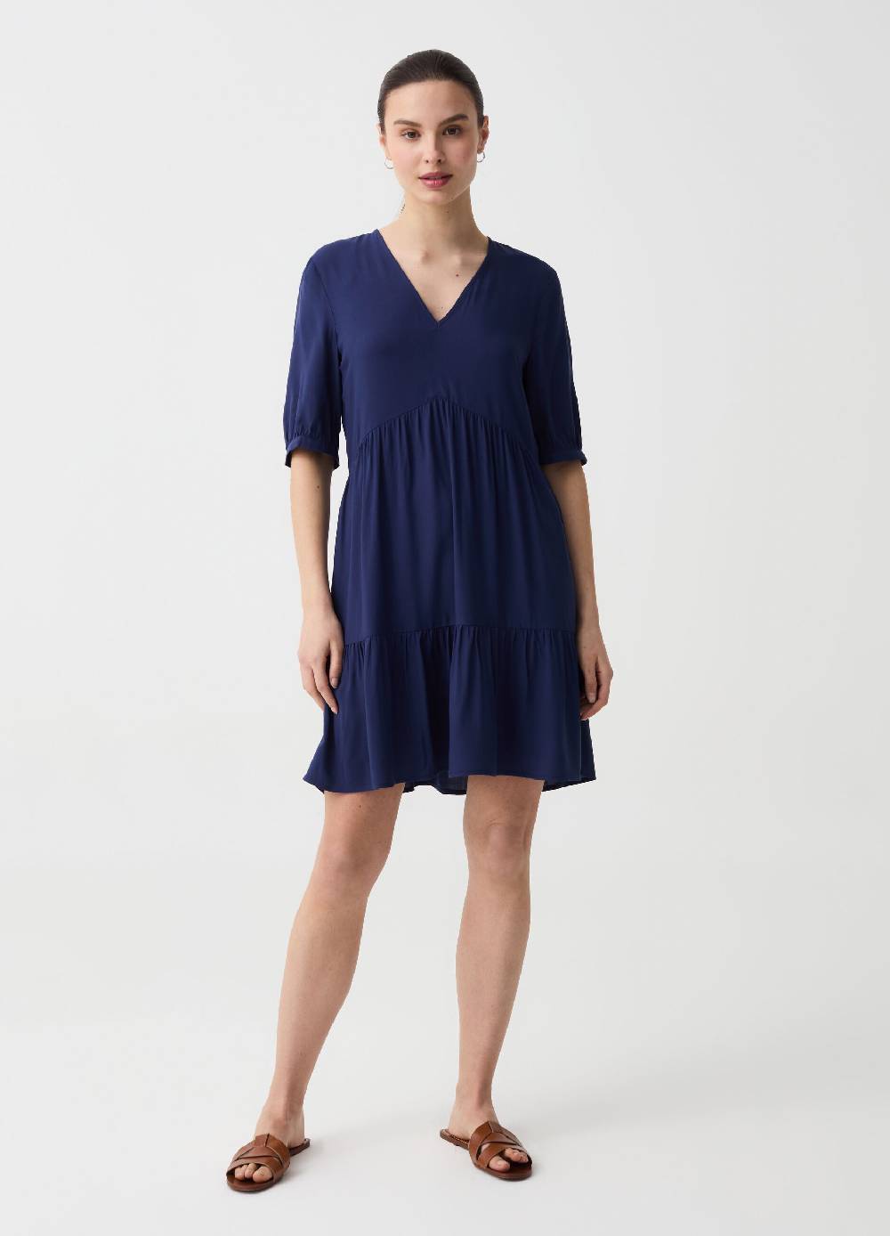 Ovs Vestito corto a balze con scollo a V