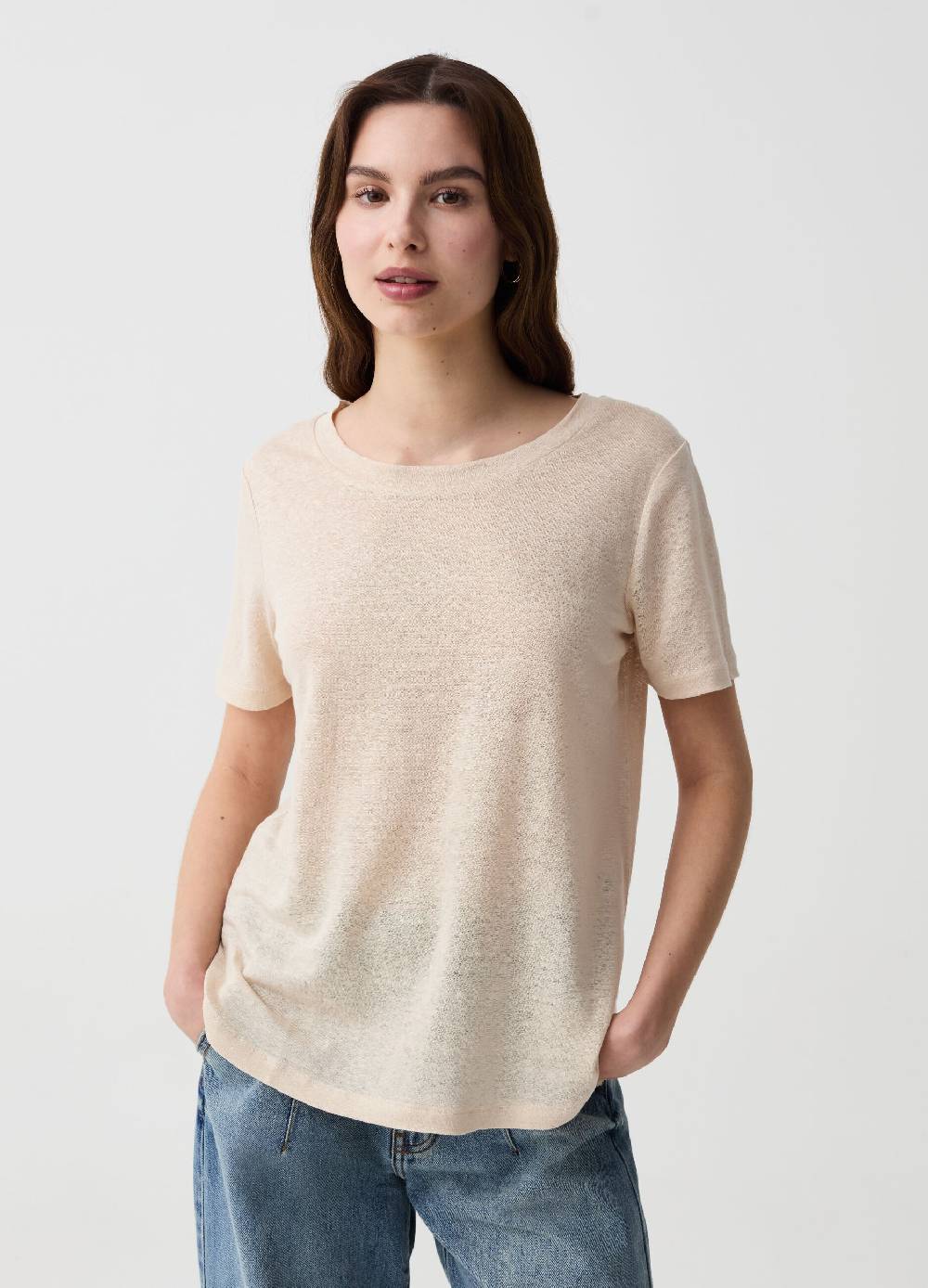Ovs T-shirt in lino con scollo rotondo Affare Del Giorno