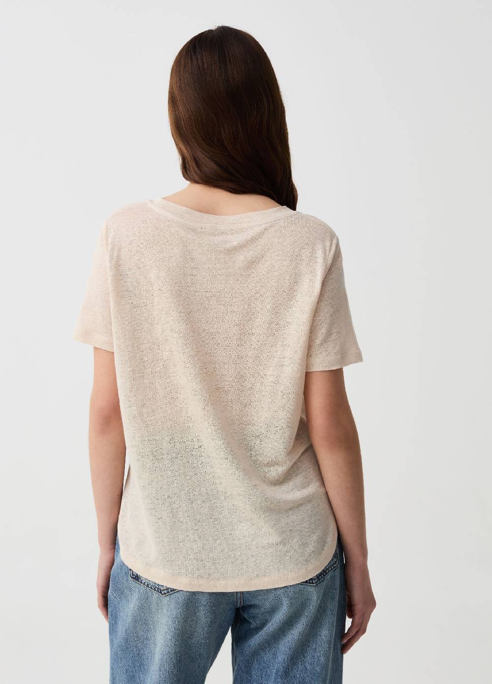 Ovs T-shirt in lino con scollo rotondo Affare Del Giorno