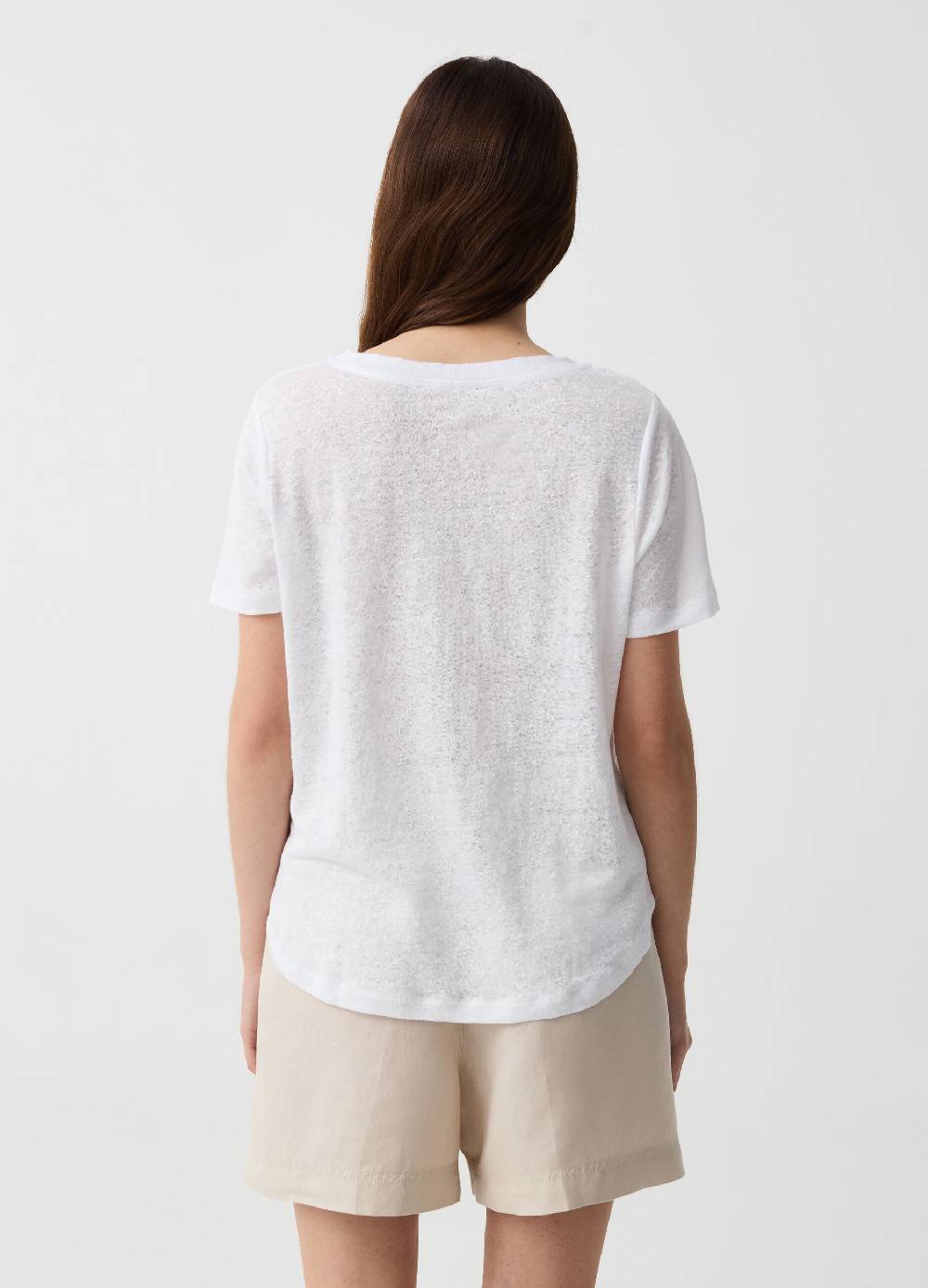 Ovs T-shirt in lino con scollo rotondo Prezzo Ridotto