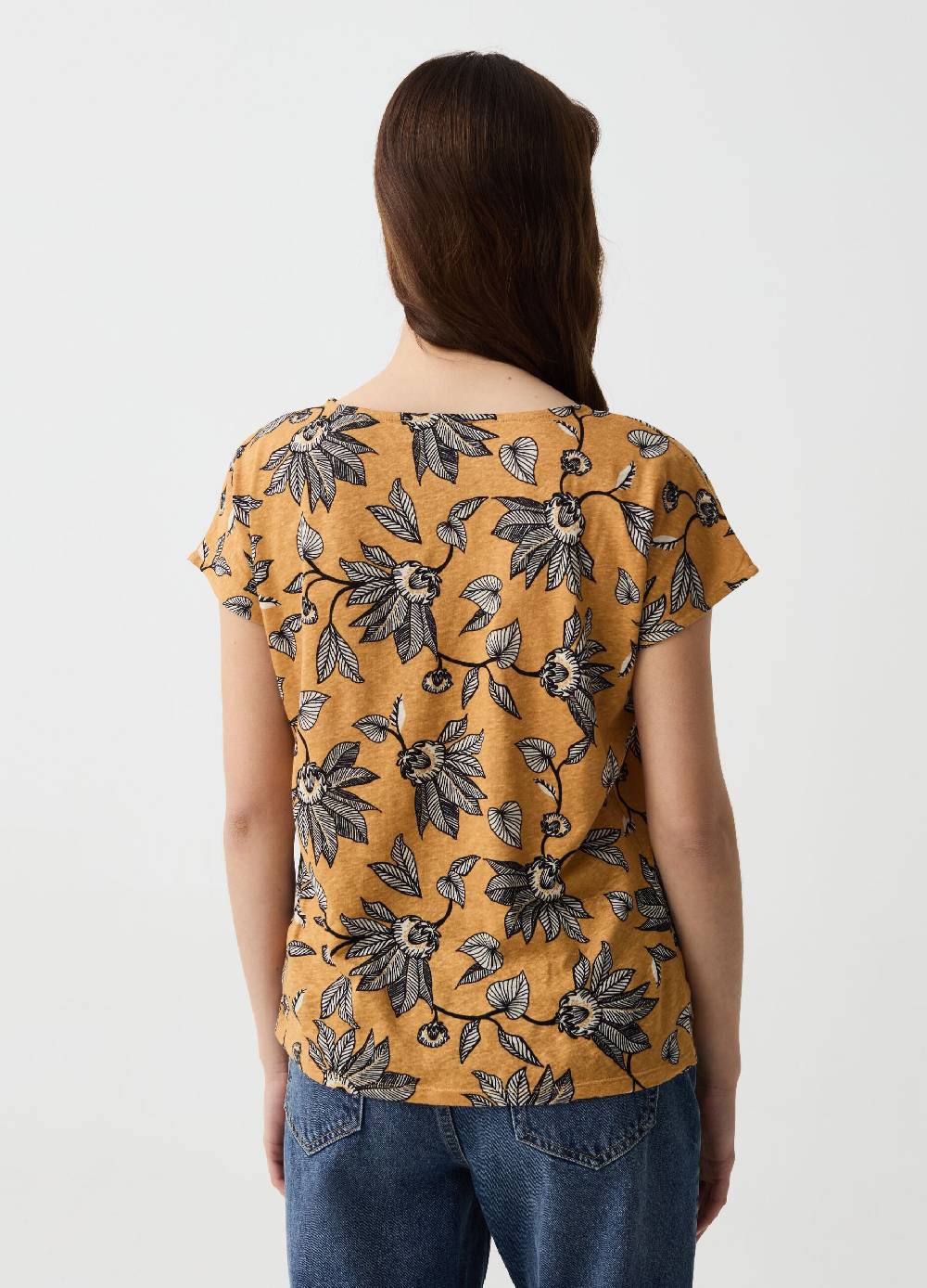 Ovs T-shirt in lino e cotone con stampa floreale Sottocosto
