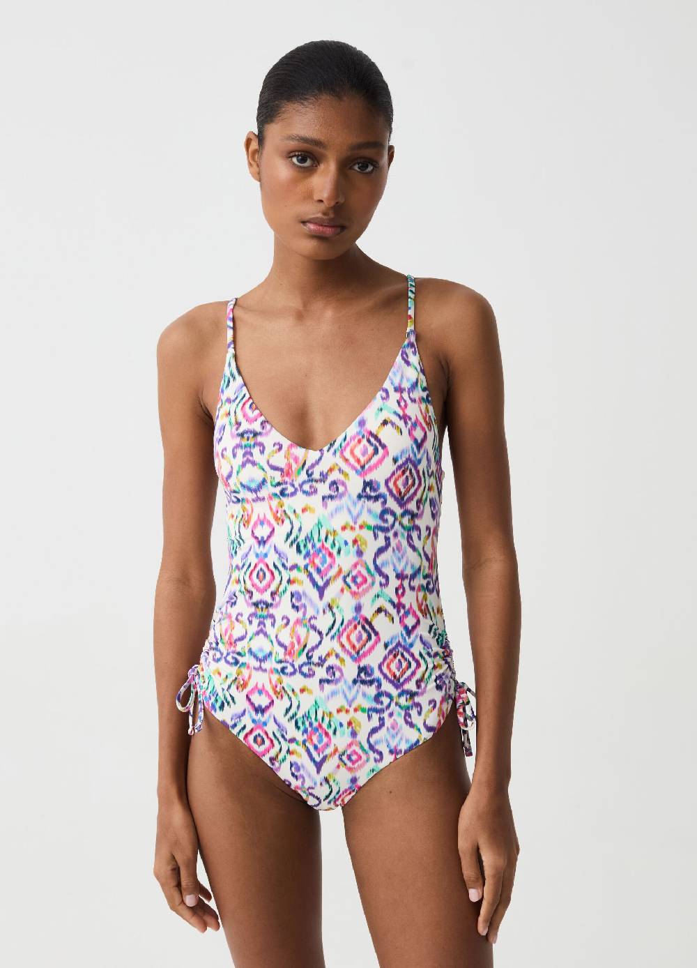 Ovs Costume intero con coulisse stampa ikat