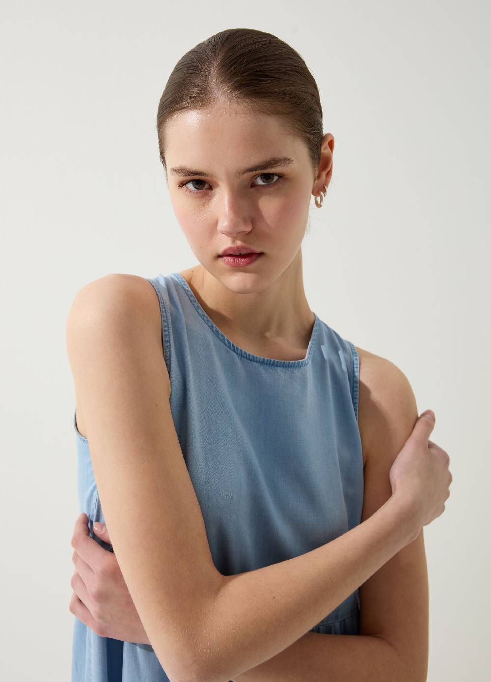 Ovs Vestito lungo effetto denim a balze Offerta