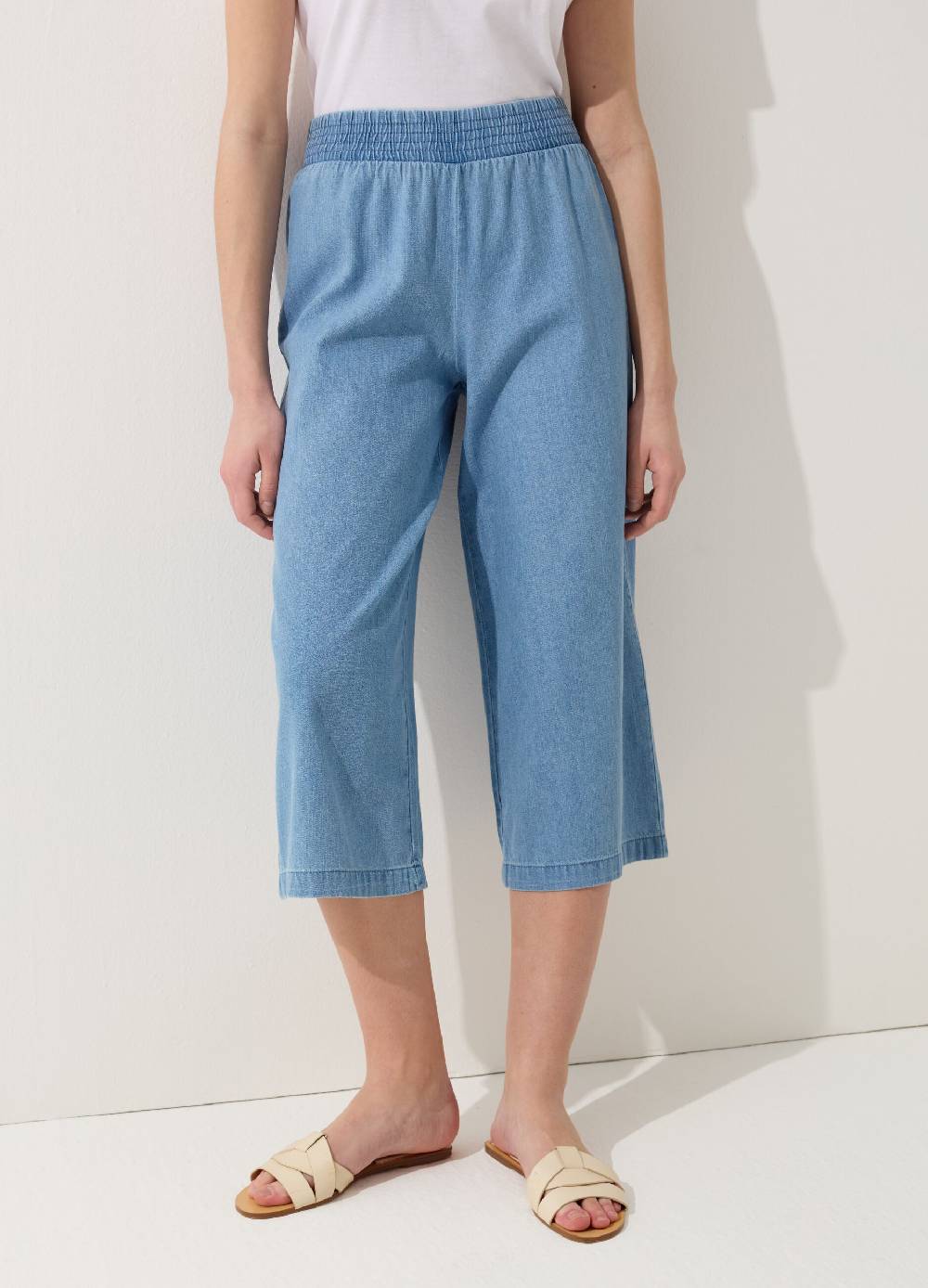 Ovs Pantalone wide leg cropped effetto denim Online