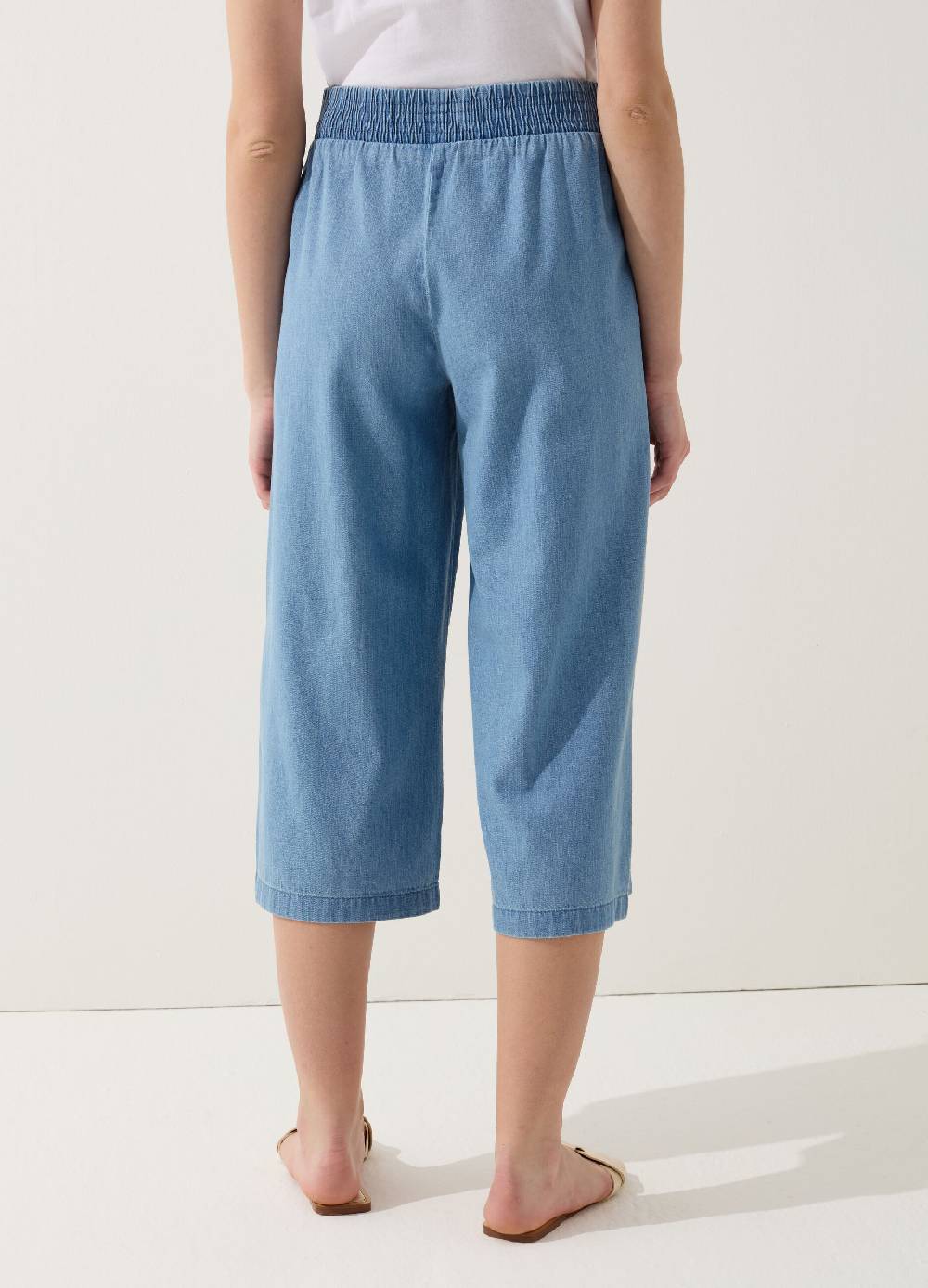 Ovs Pantalone wide leg cropped effetto denim Online