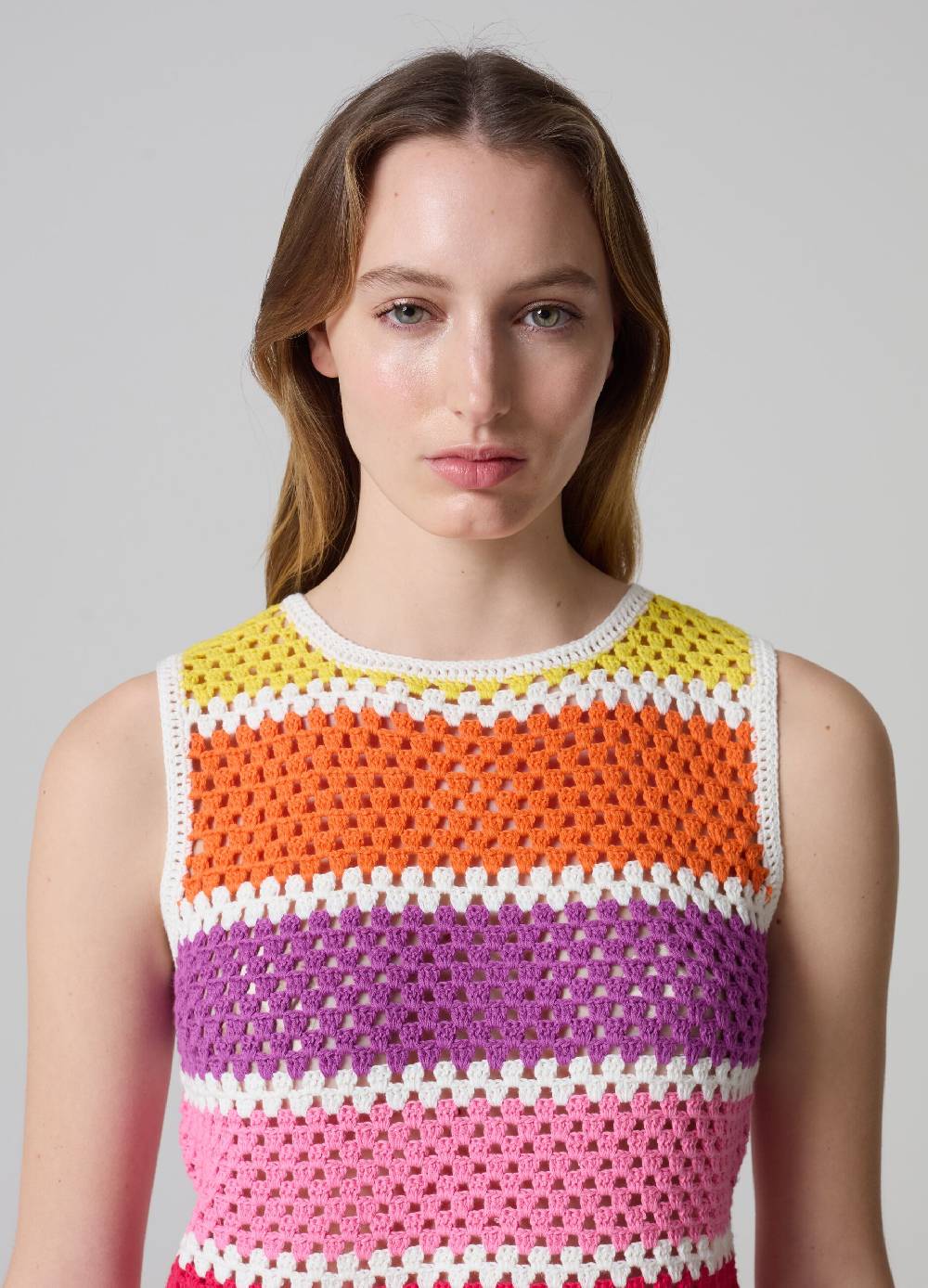 Ovs Tank top crochet a righe multicolor In Vendita