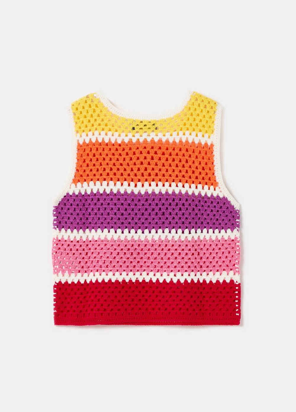 Ovs Tank top crochet a righe multicolor In Vendita