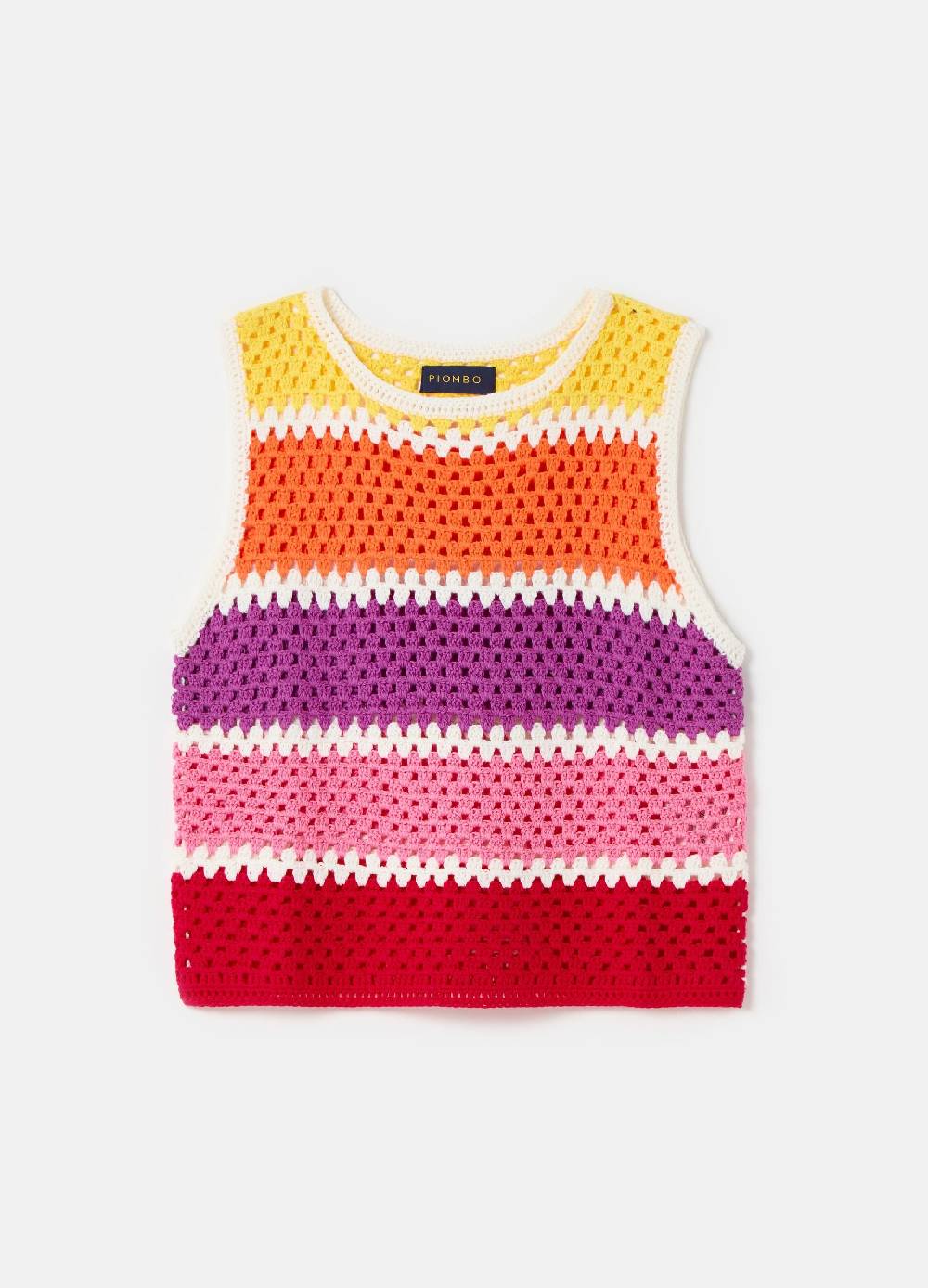 Ovs Tank top crochet a righe multicolor In Vendita