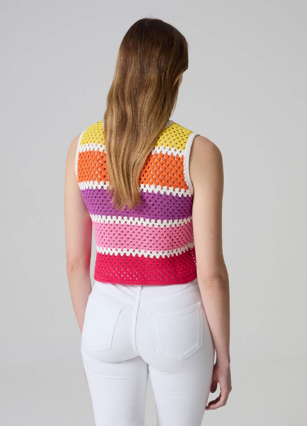 Ovs Tank top crochet a righe multicolor In Vendita