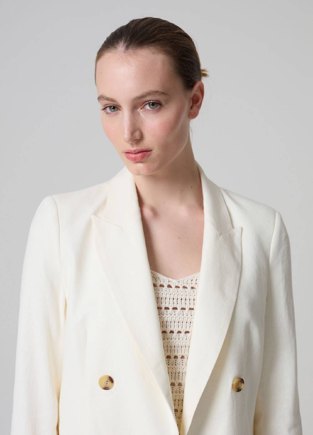 Ovs Blazer doppiopetto in lino e viscosa Hotsell