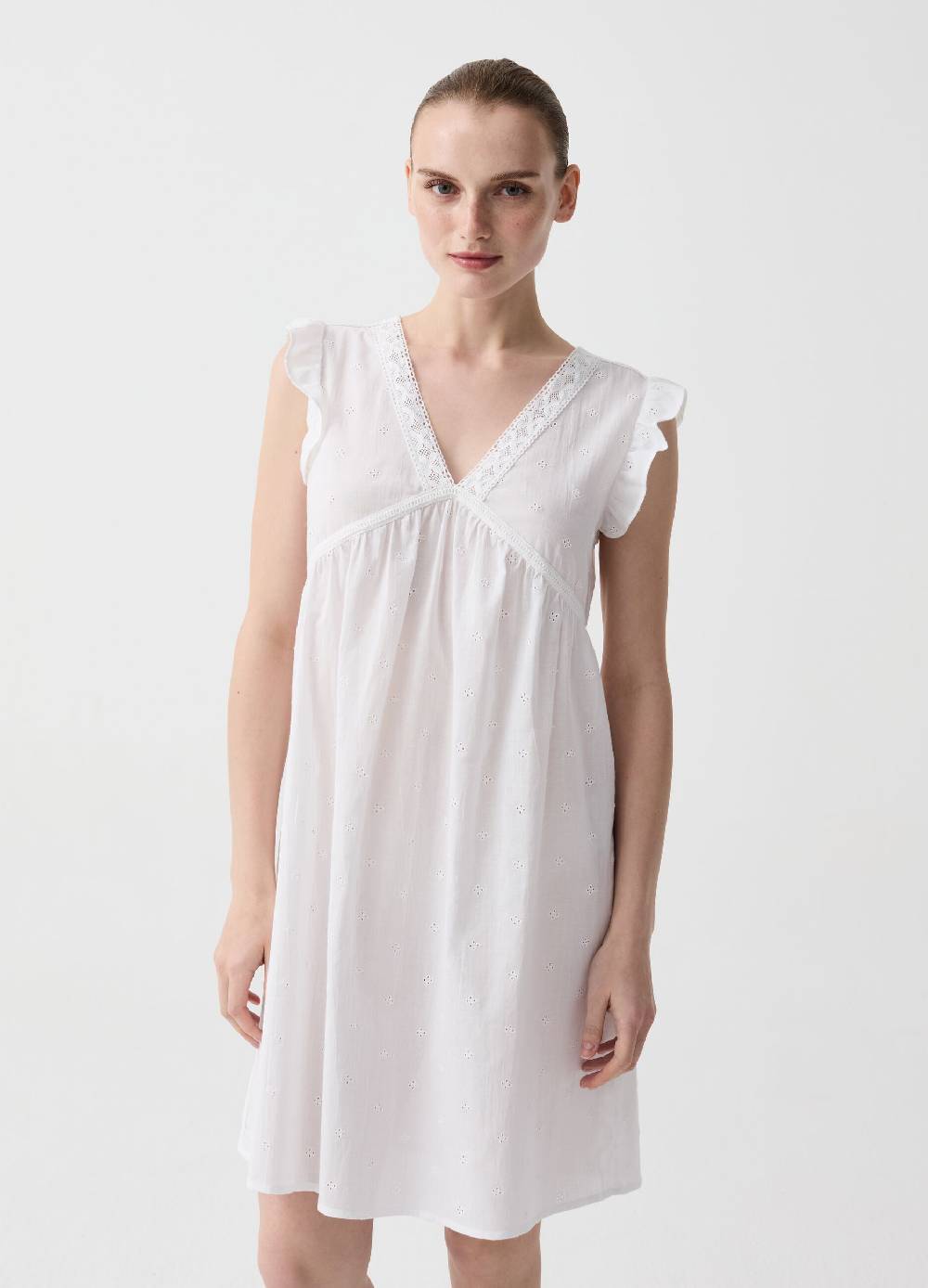 Ovs Camicia da notte in sangallo con volant