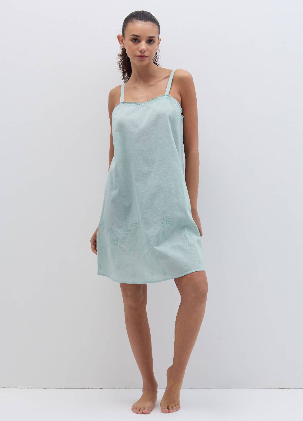 Ovs Camicia da notte in cotone con ricamo In Linea