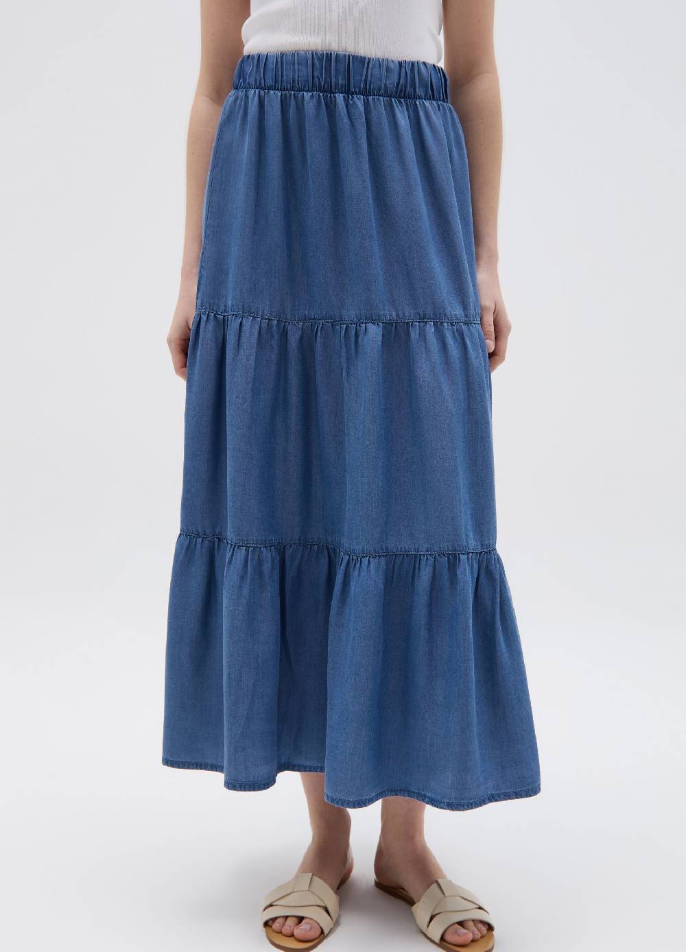 Ovs Gonna lunga effetto denim a balze I Più Venduti
