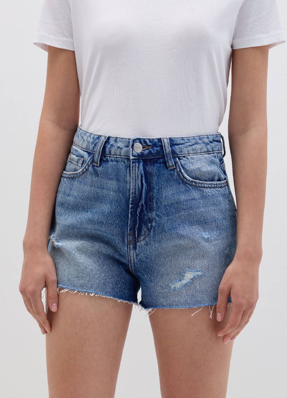 Ovs Shorts in denim con strappi e abrasioni In Saldo