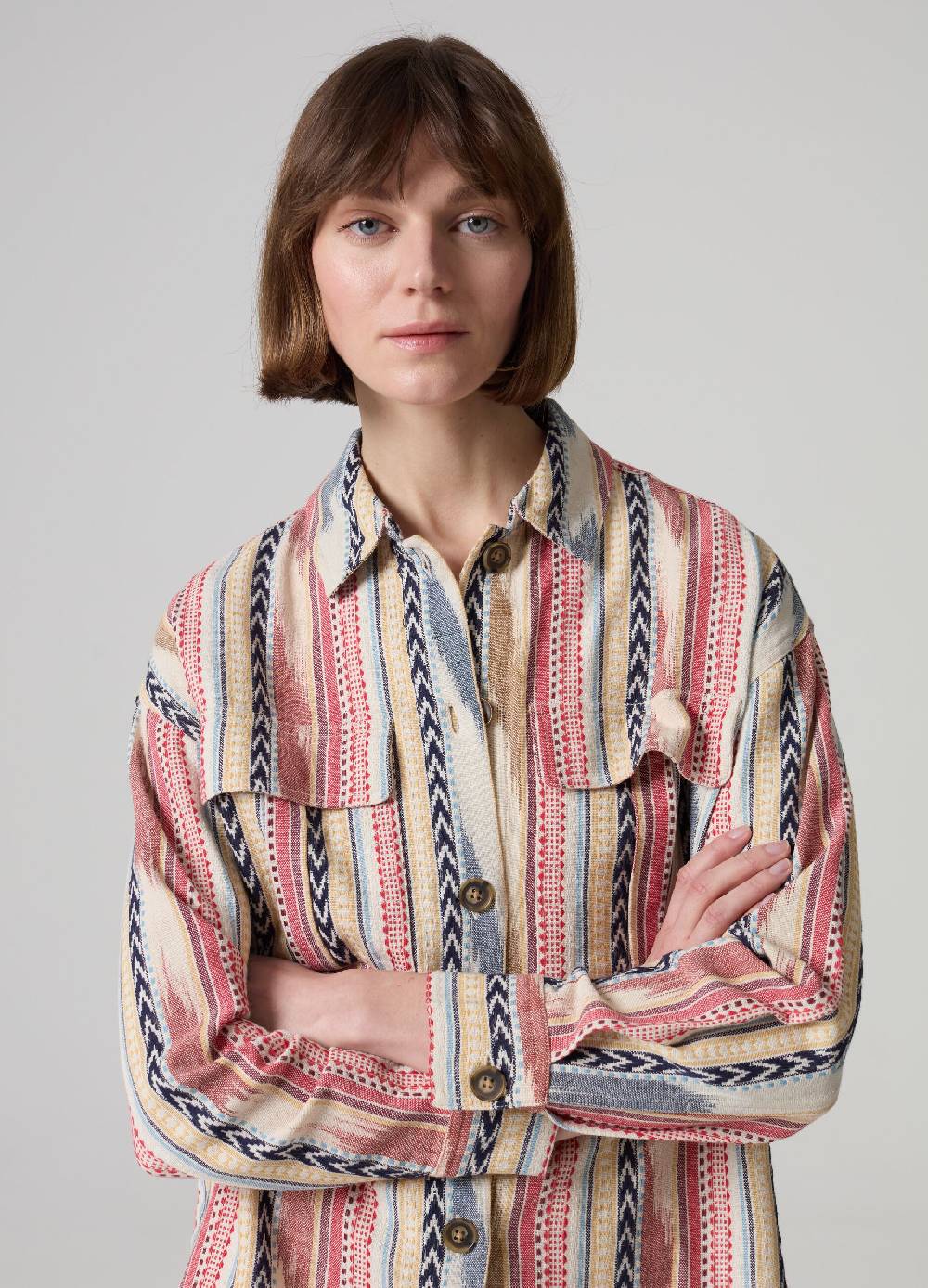 Ovs Shacket a righe multicolor con disegni etnici Qualità
